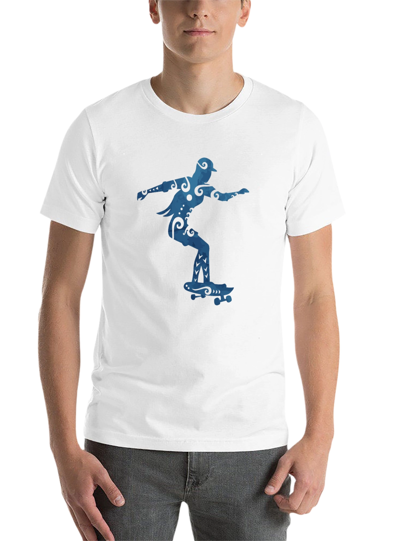 Black Skateboarder Graphic Tee - Cool Blue Design view 14