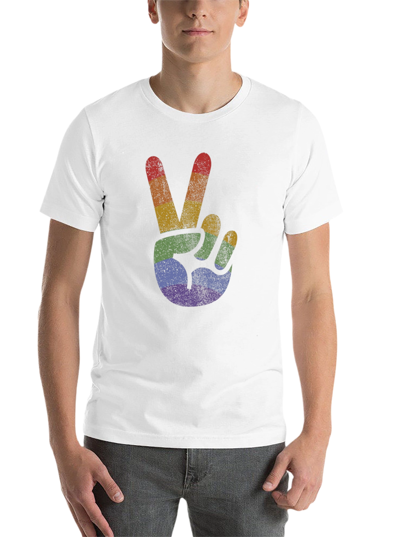 Black Retro Rainbow Peace Sign T-Shirt view 14