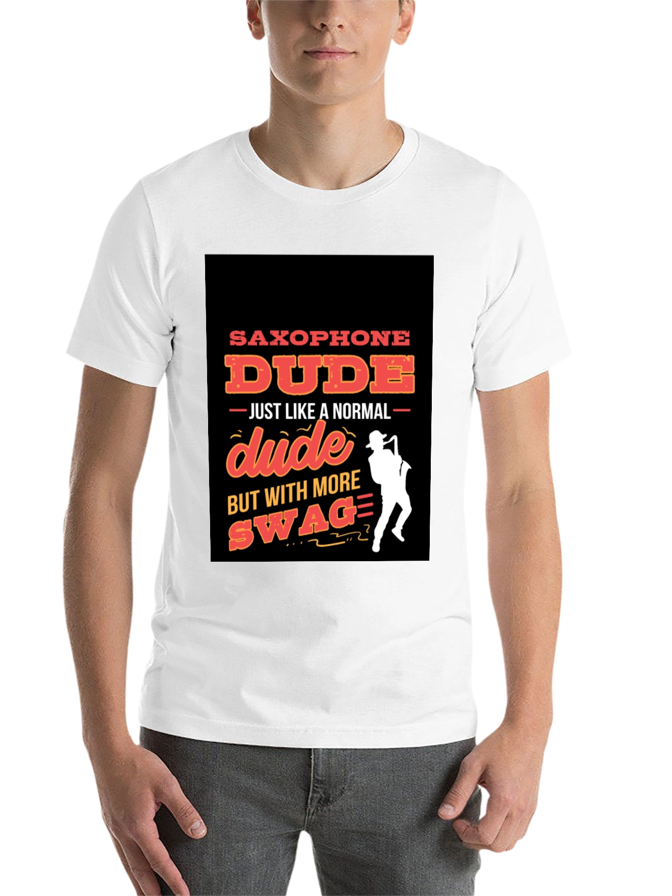 Black Saxophone Dude Graphic T-Shirt - Swag Style! view 14