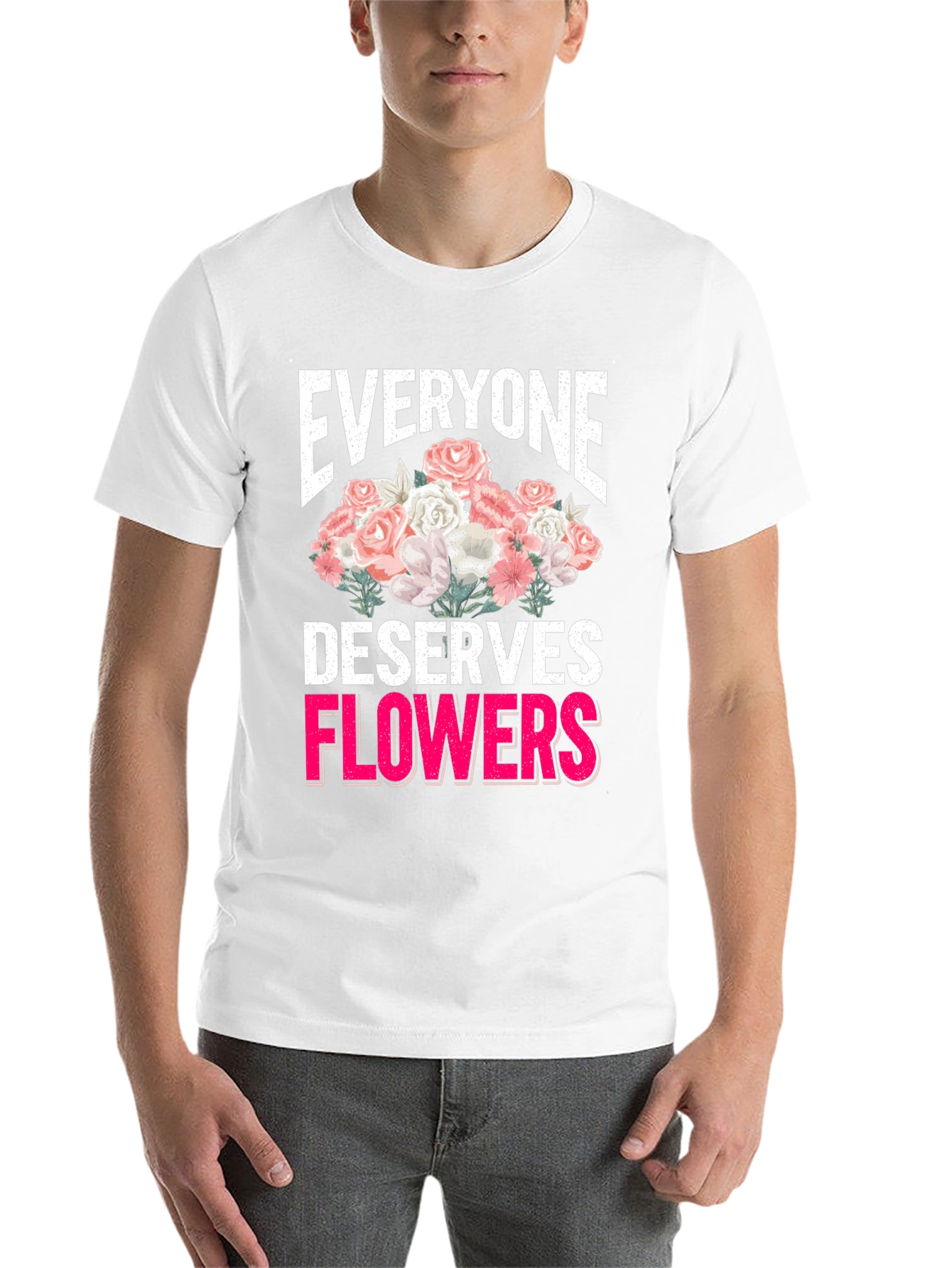 Black Everyone Deserves Flowers Graphic Tee view 14