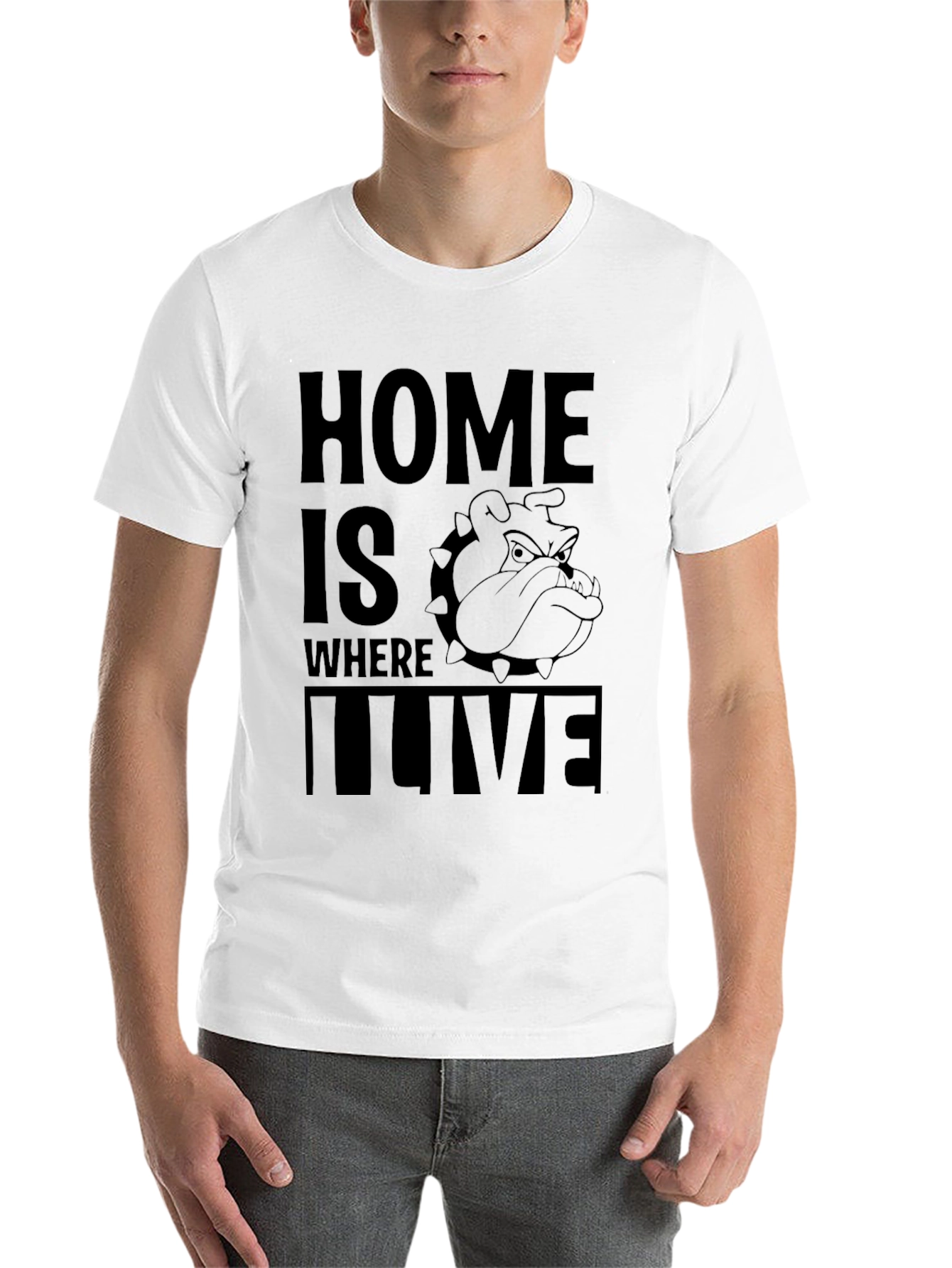 Black Home is Where I Live Bulldog Graphic T-Shirt view 14