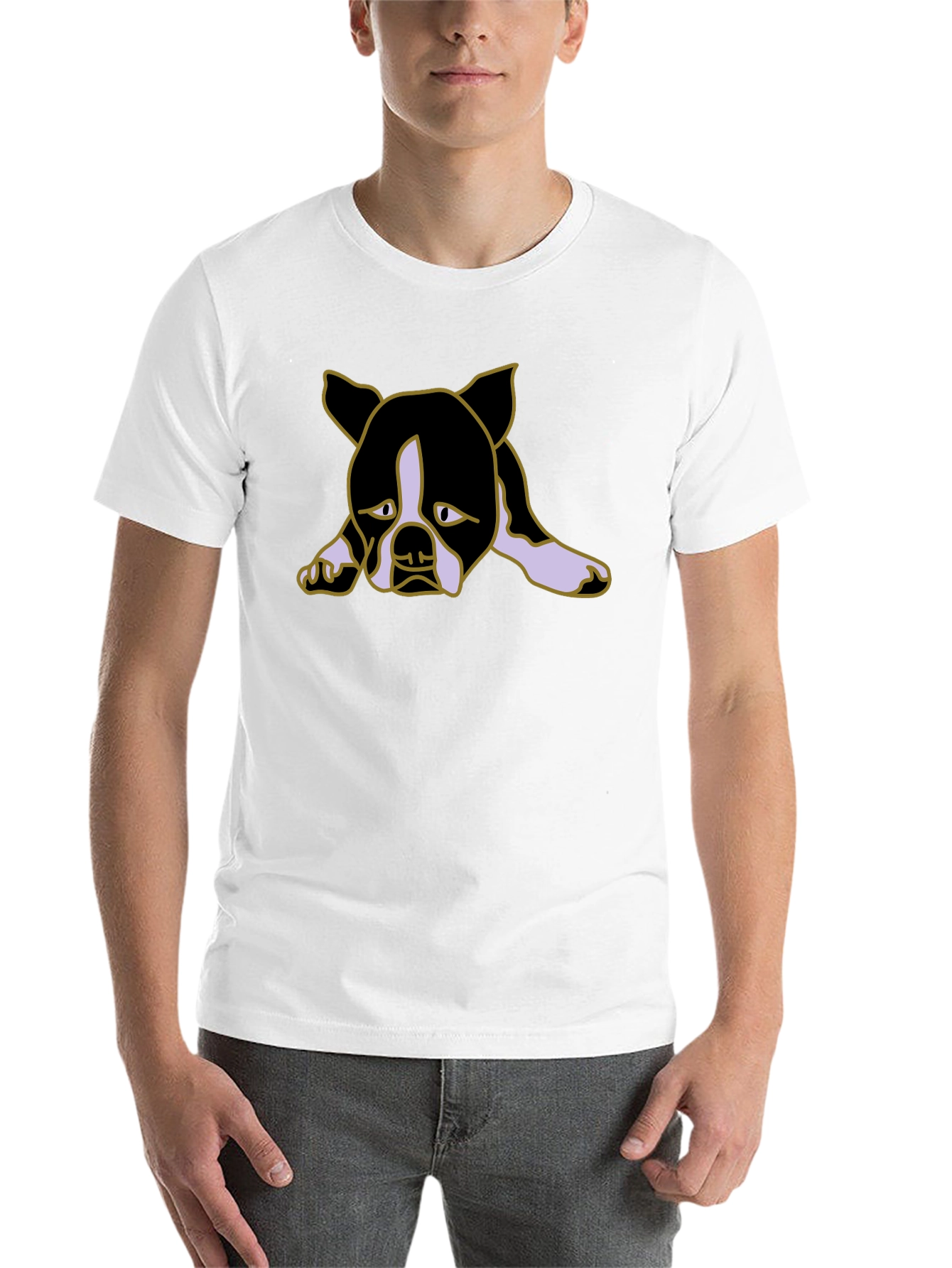 Black Sad Puppy Dog Graphic Black Tee Shirt view 14