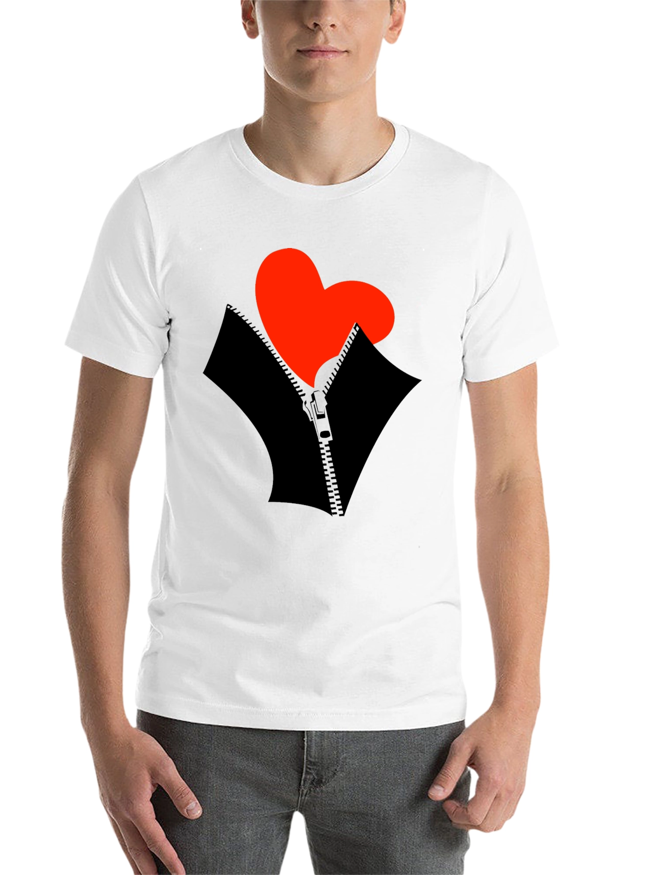 Black Heart Zipper Graphic Black T-Shirt view 14