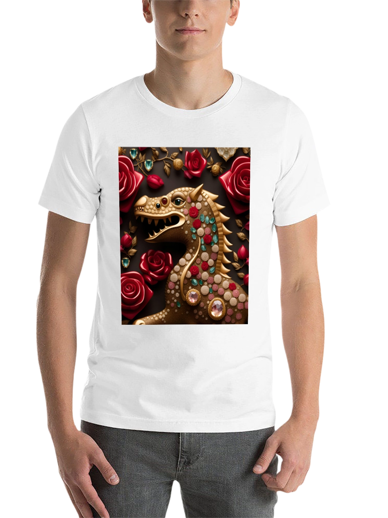 Black Dragon and Roses Graphic T-Shirt view 14