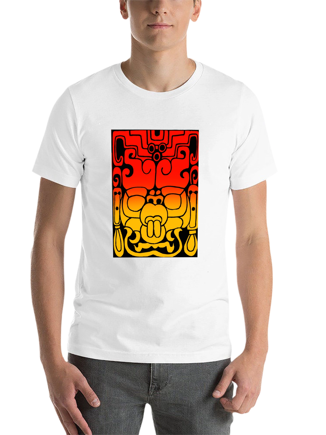 Black Mayan Mask Graphic Tee - Stylish Black T-Shirt view 14