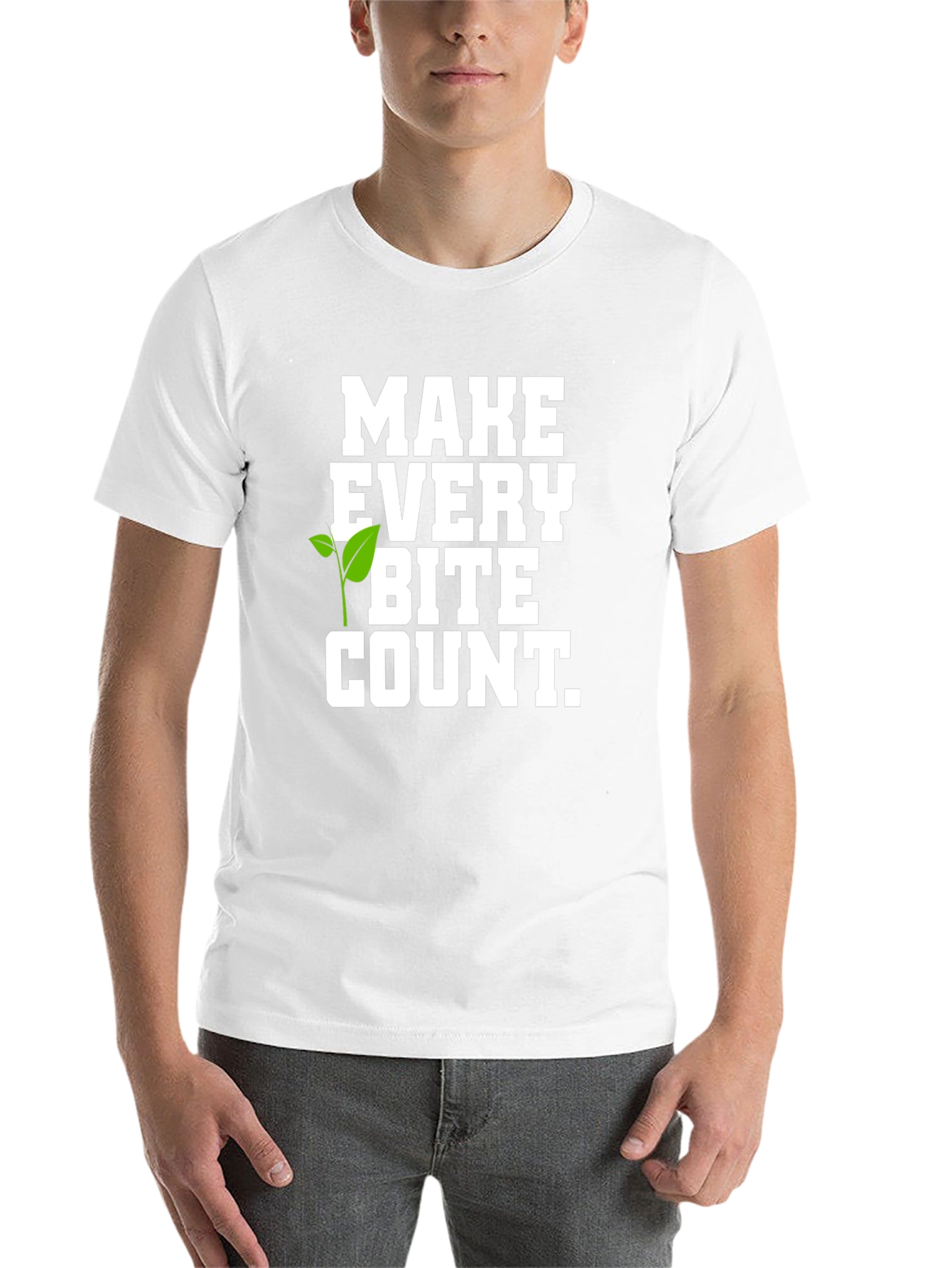 Black Vegan 'Make Every Bite Count' Black Graphic T-Shirt view 14