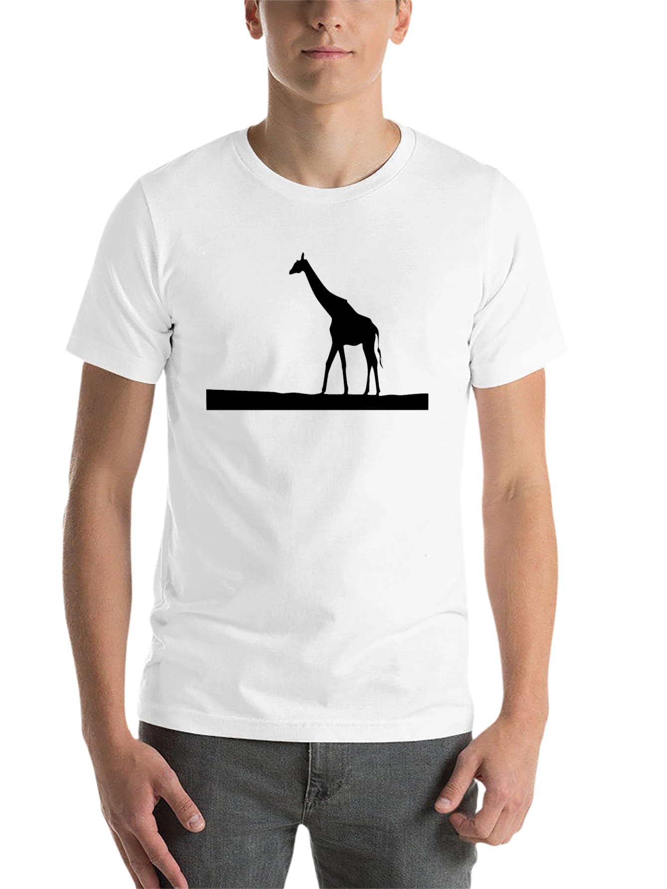 Giraffe Silhouette Graphic T-Shirt - Classic Black Tee - 14