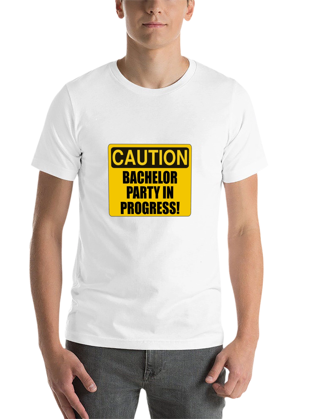 Black Bachelor Party Caution Tee - Black view 14