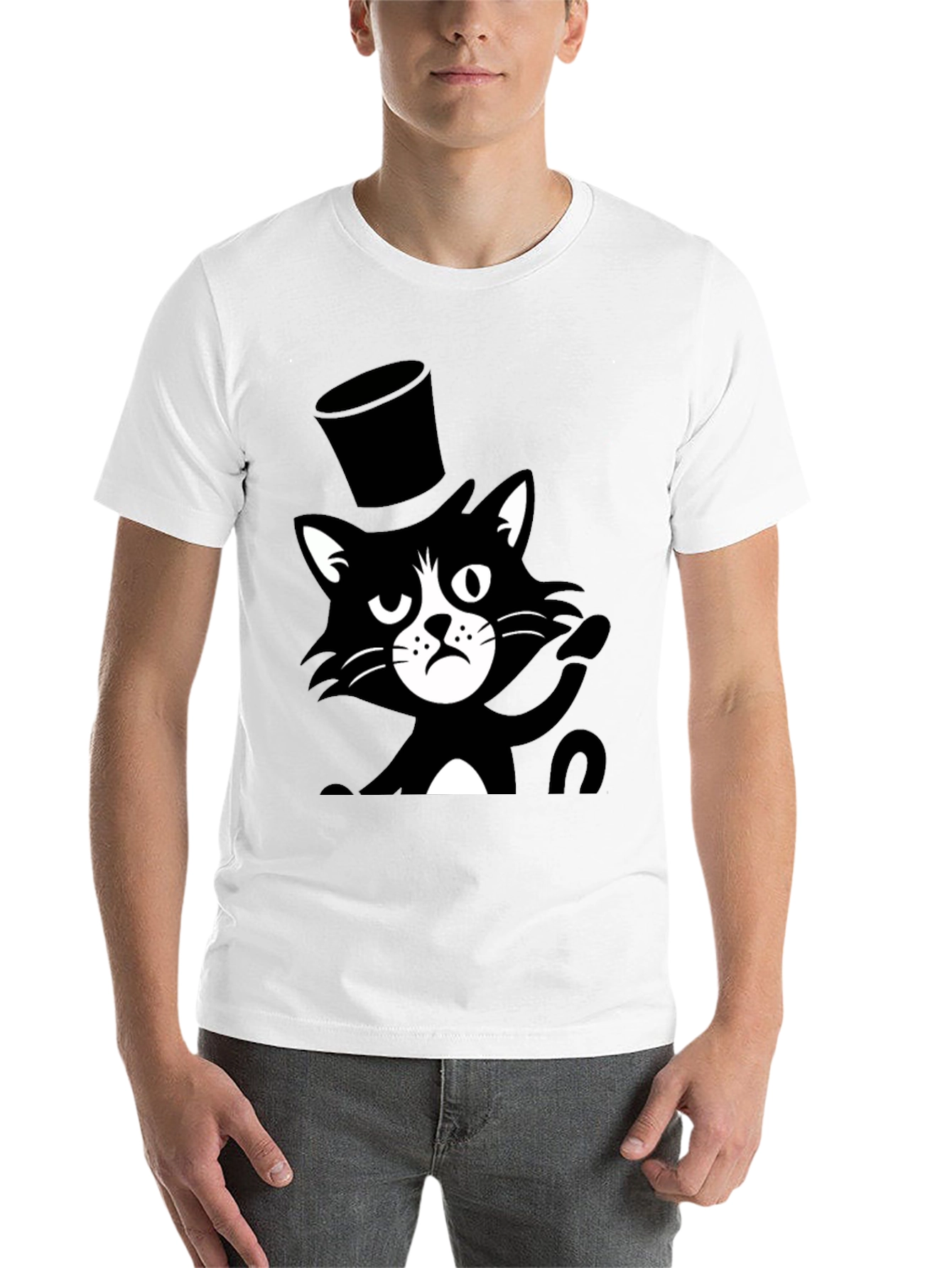 Black Top Hat Cat T-Shirt - Unisex view 14