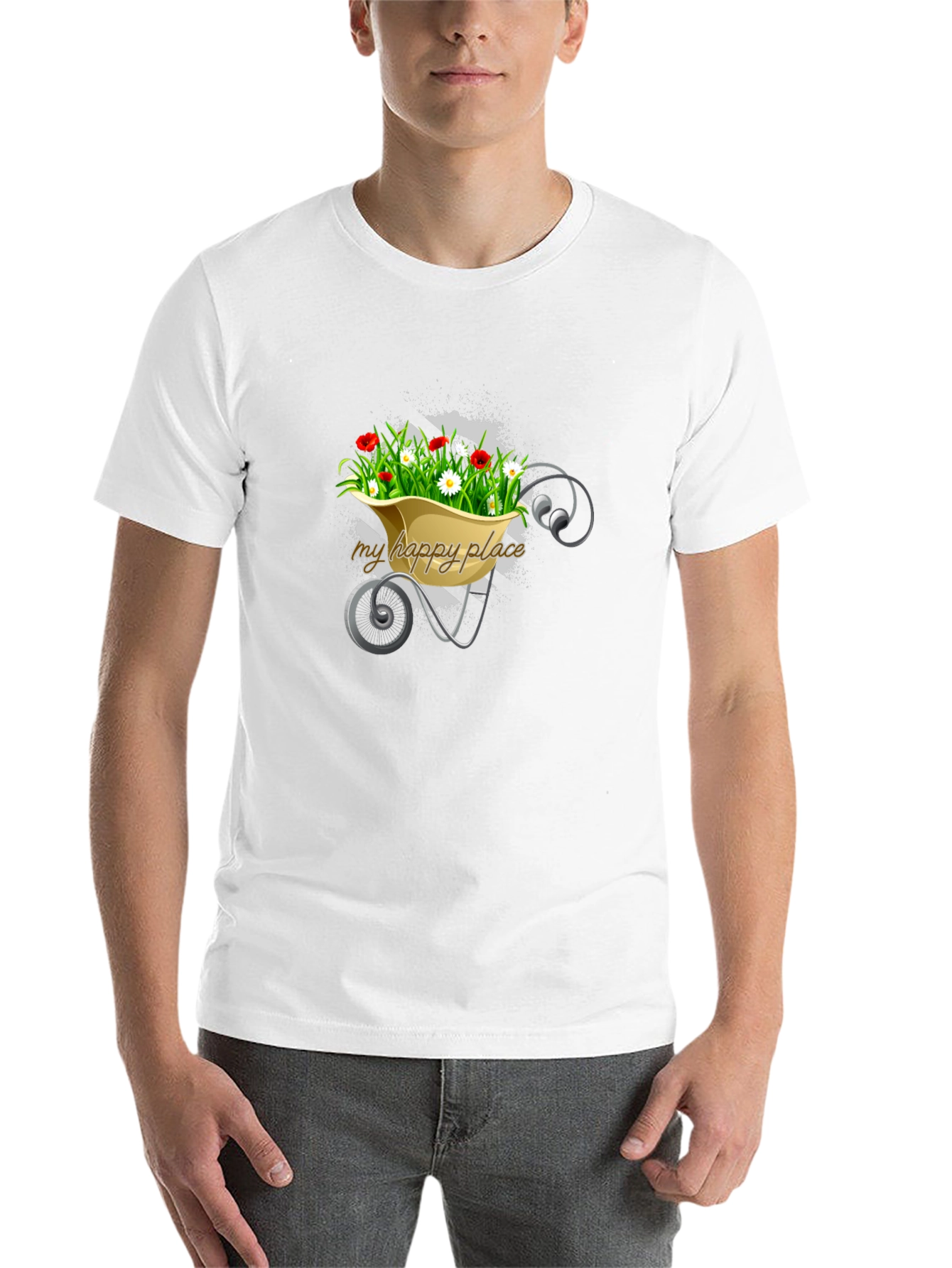 Black My Happy Place Floral Wheelbarrow Graphic Tee view 14