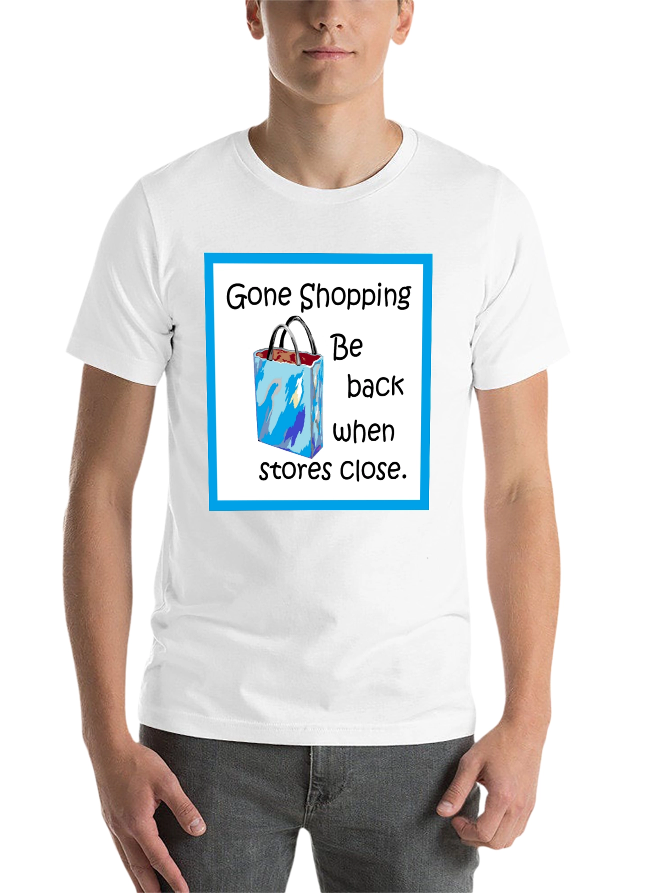 Black Gone Shopping T-Shirt - Funny Shopper Tee view 14