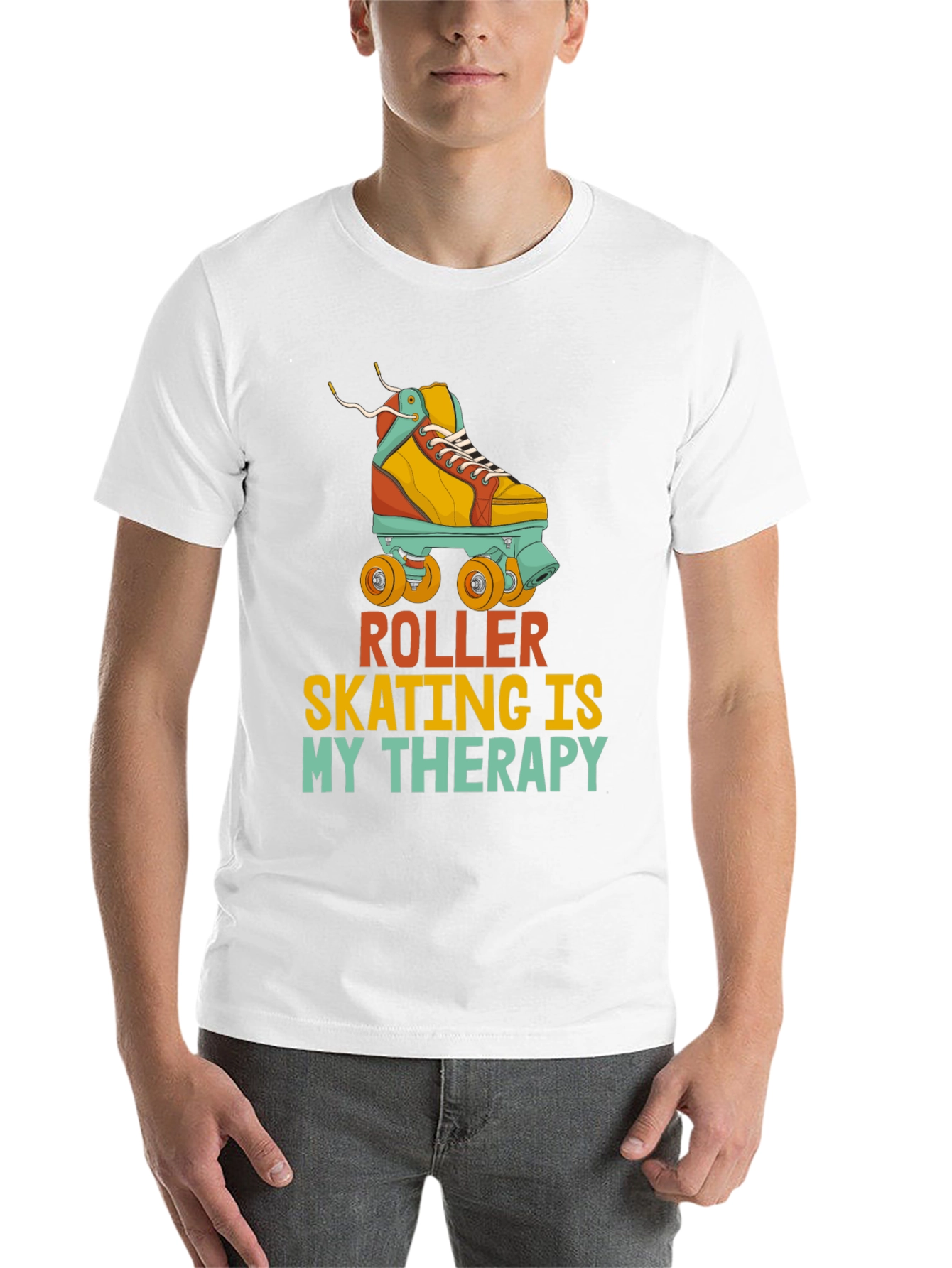 Black Roller Skating Therapy T-Shirt view 14