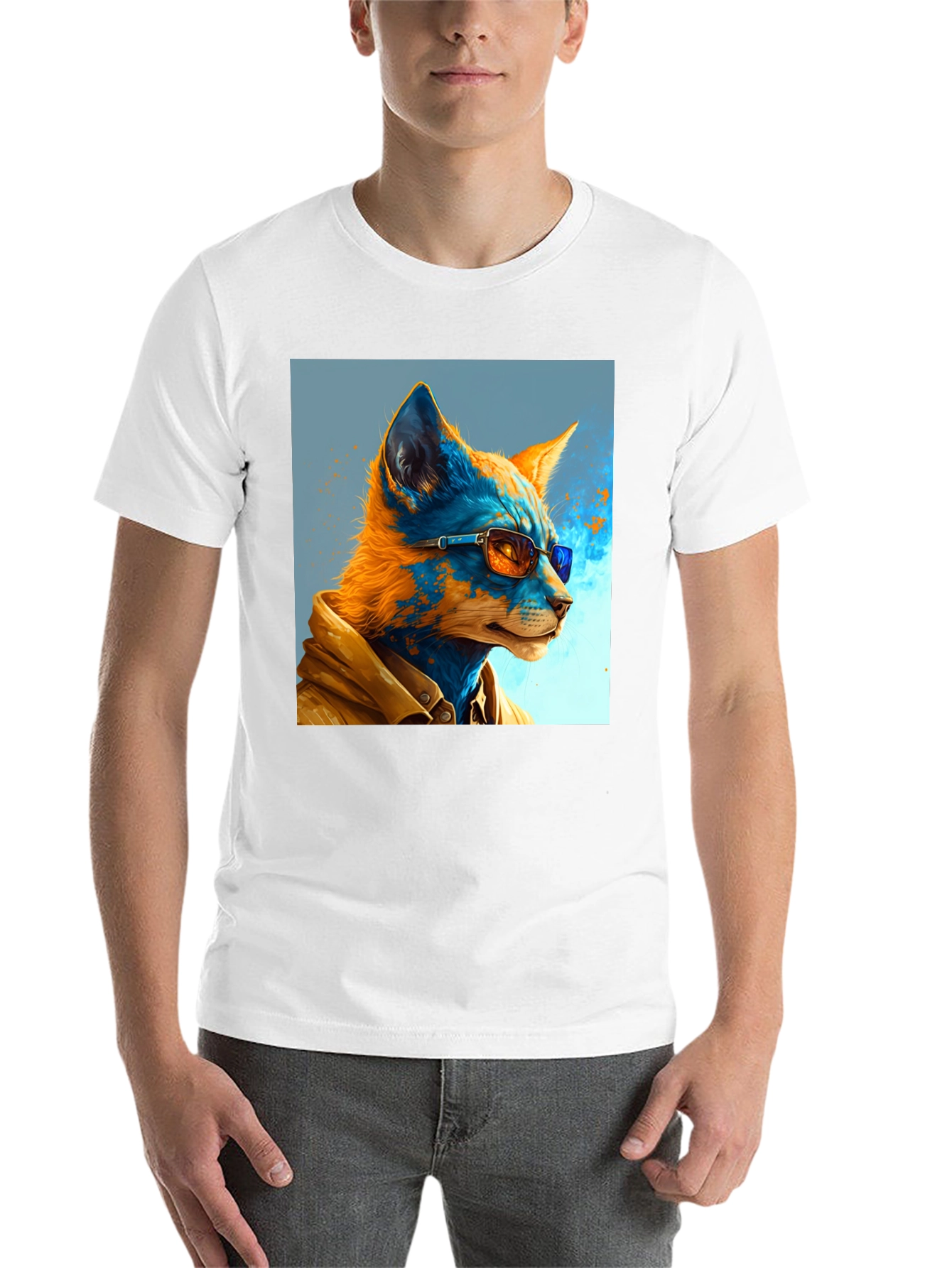 Black Stylish Fox Art Graphic Tee - Unisex Black T-Shirt view 14