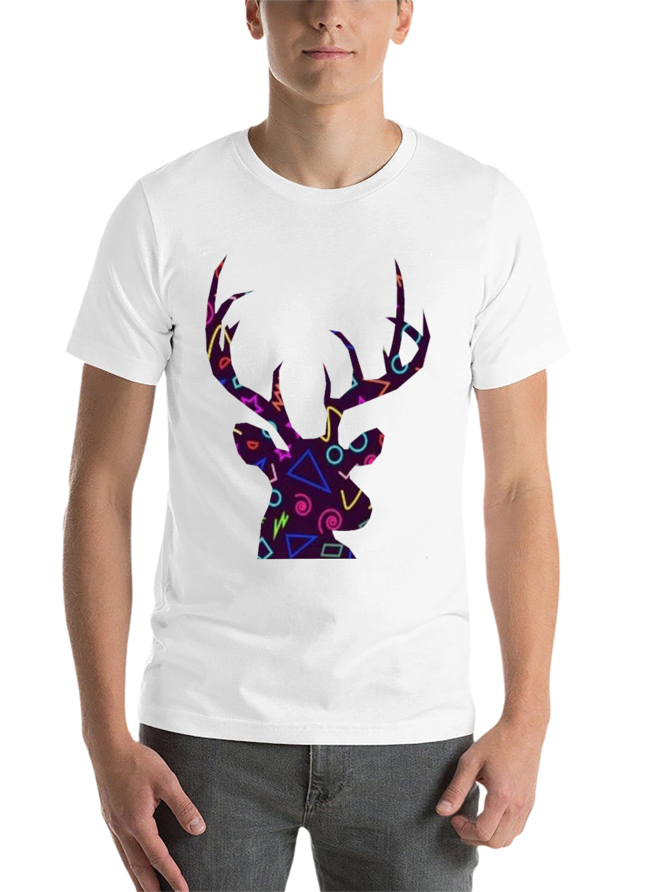 Black Retro Deer Head Graphic T-Shirt view 14