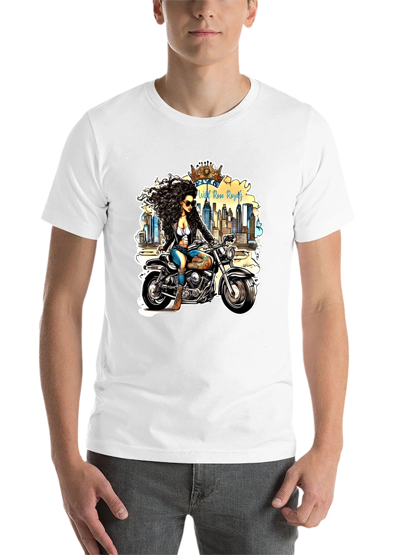 Black Wild Rose Royals Biker T-Shirt view 14