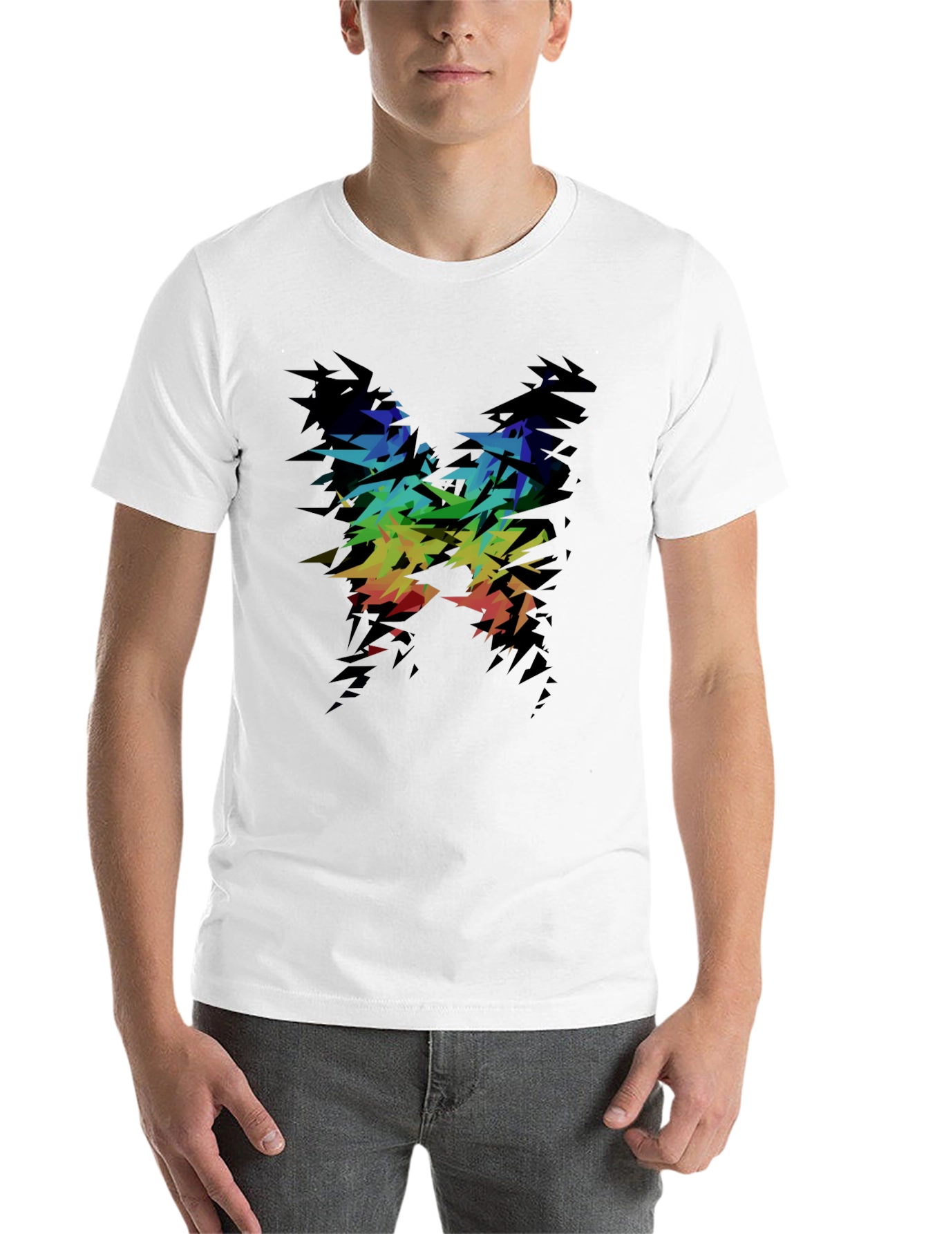 Black Abstract Rainbow Graphic Tee - Black view 14