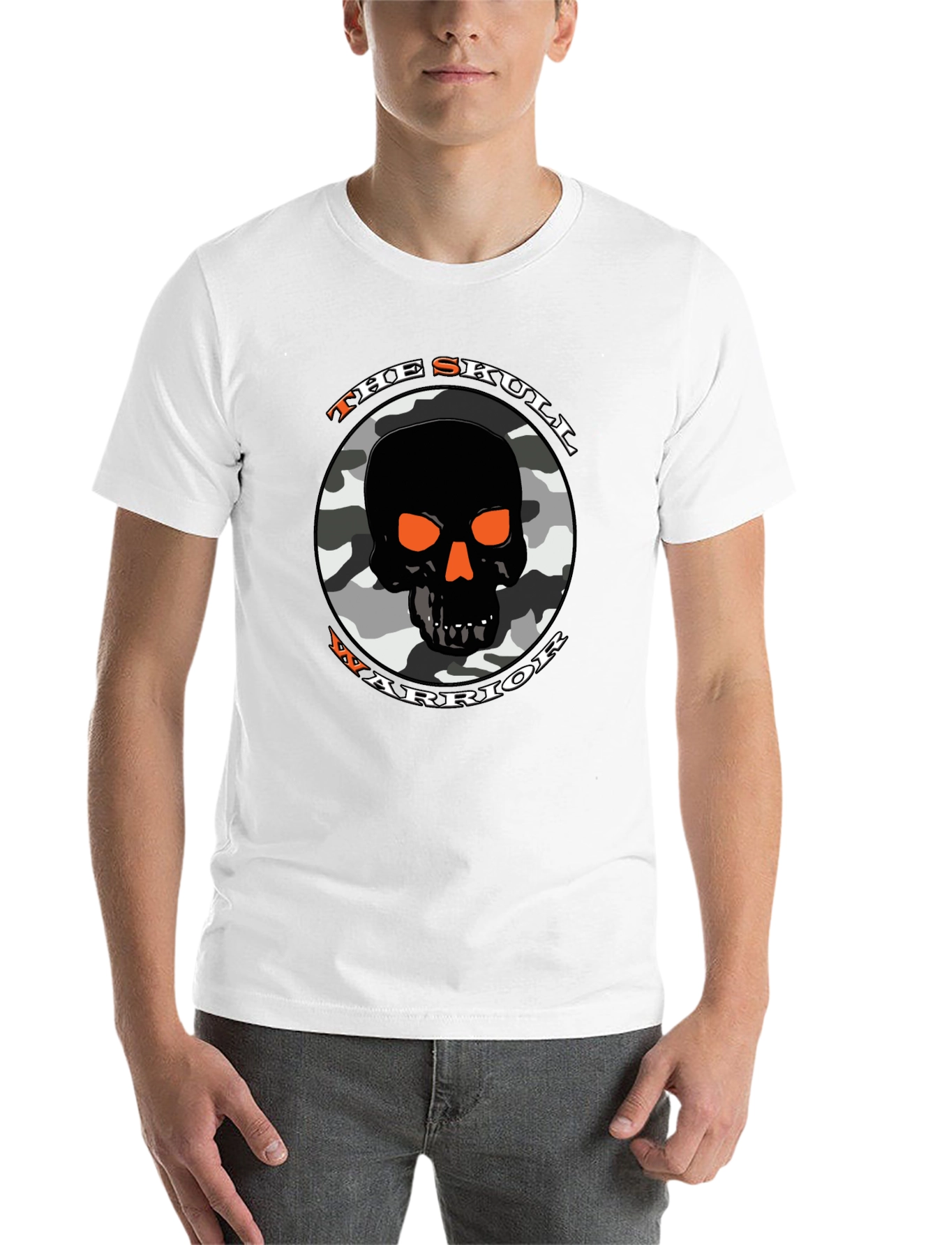 Black Skull Warrior Camo Graphic T-Shirt view 14