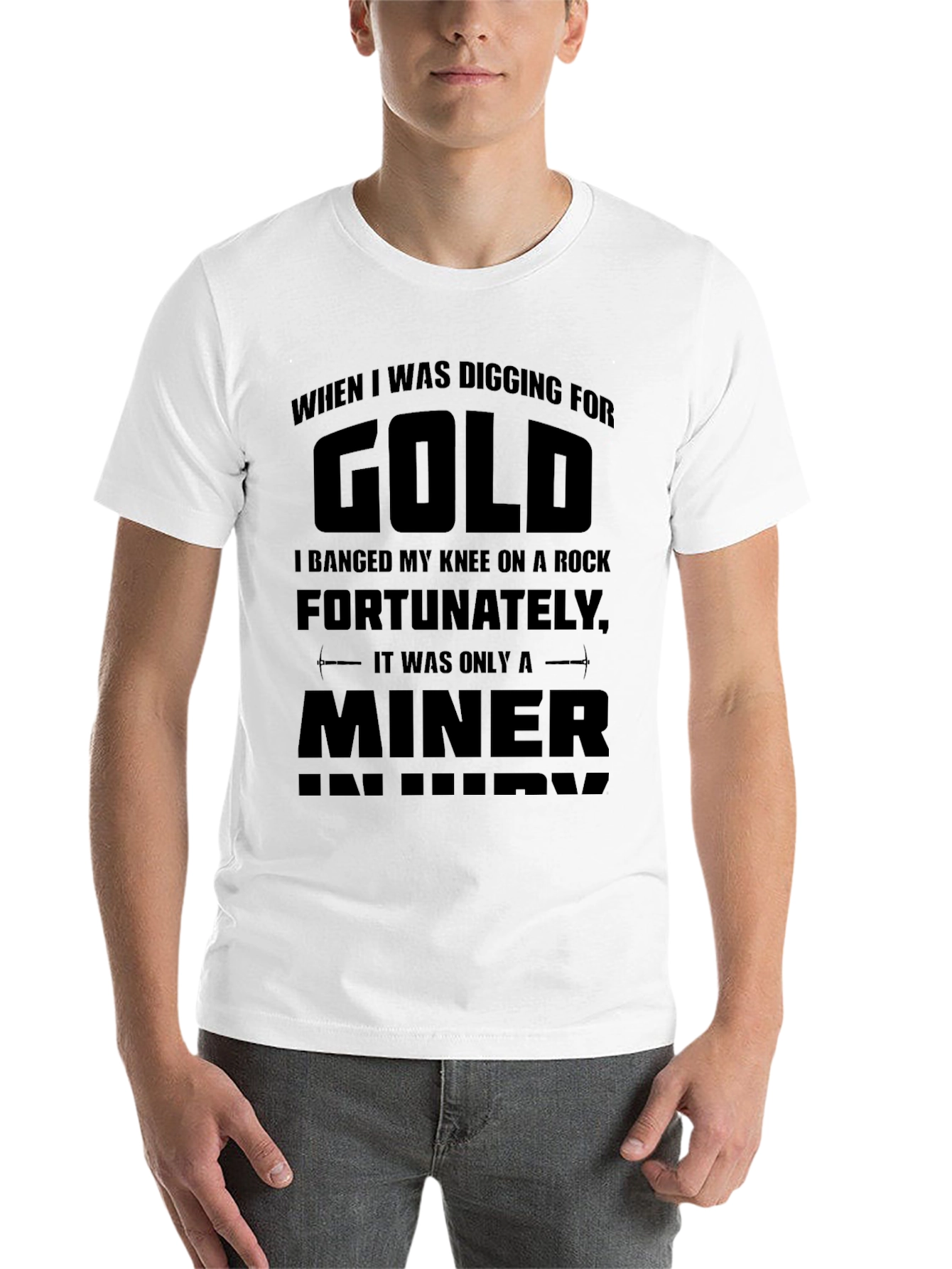 Black Funny Gold Miner Injury T-Shirt view 14