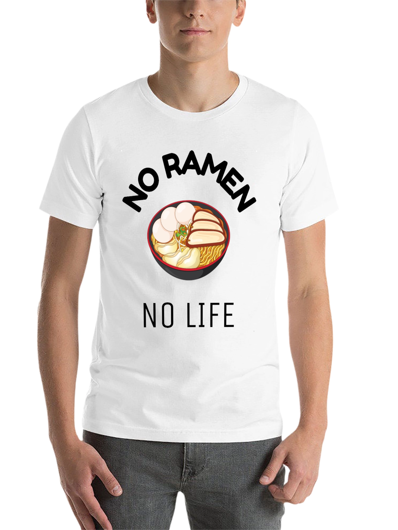 Black No Ramen No Life Black T-Shirt - Foodie Tee view 14
