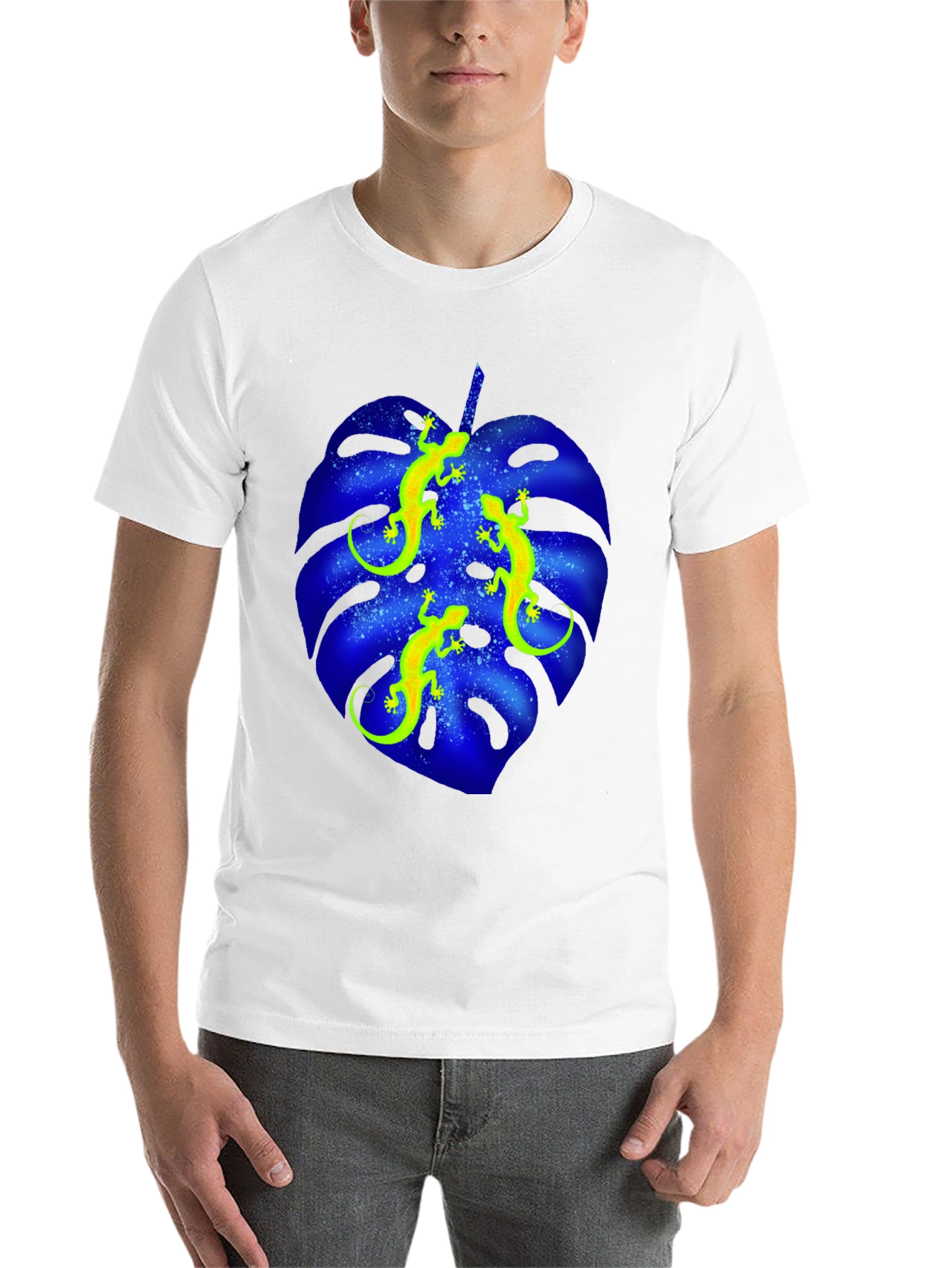 Black Lizard Monstera Leaf Graphic Tee - Black view 14