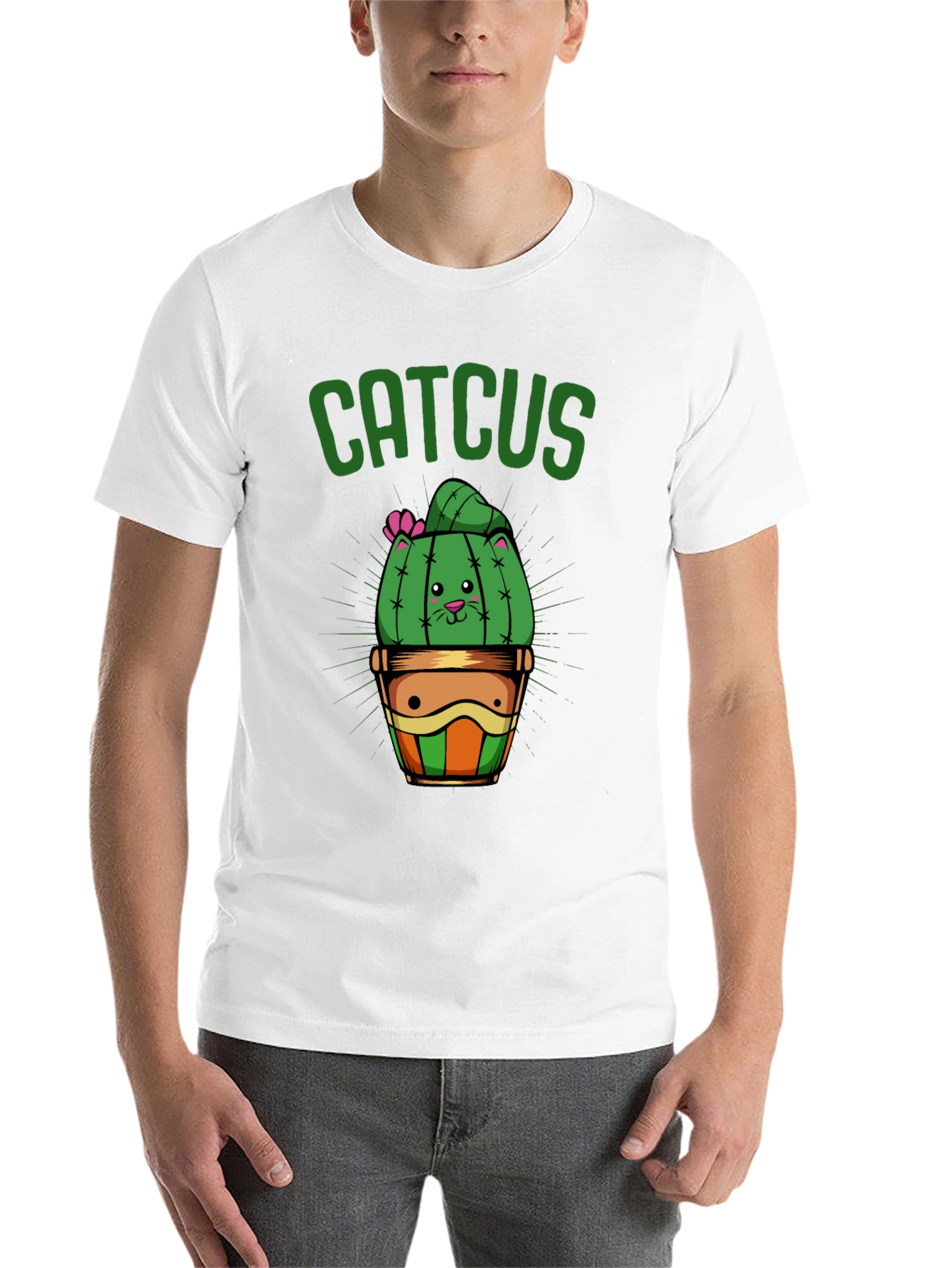 Black Catcus T-Shirt - Funny Cat Cactus Graphic Tee view 14