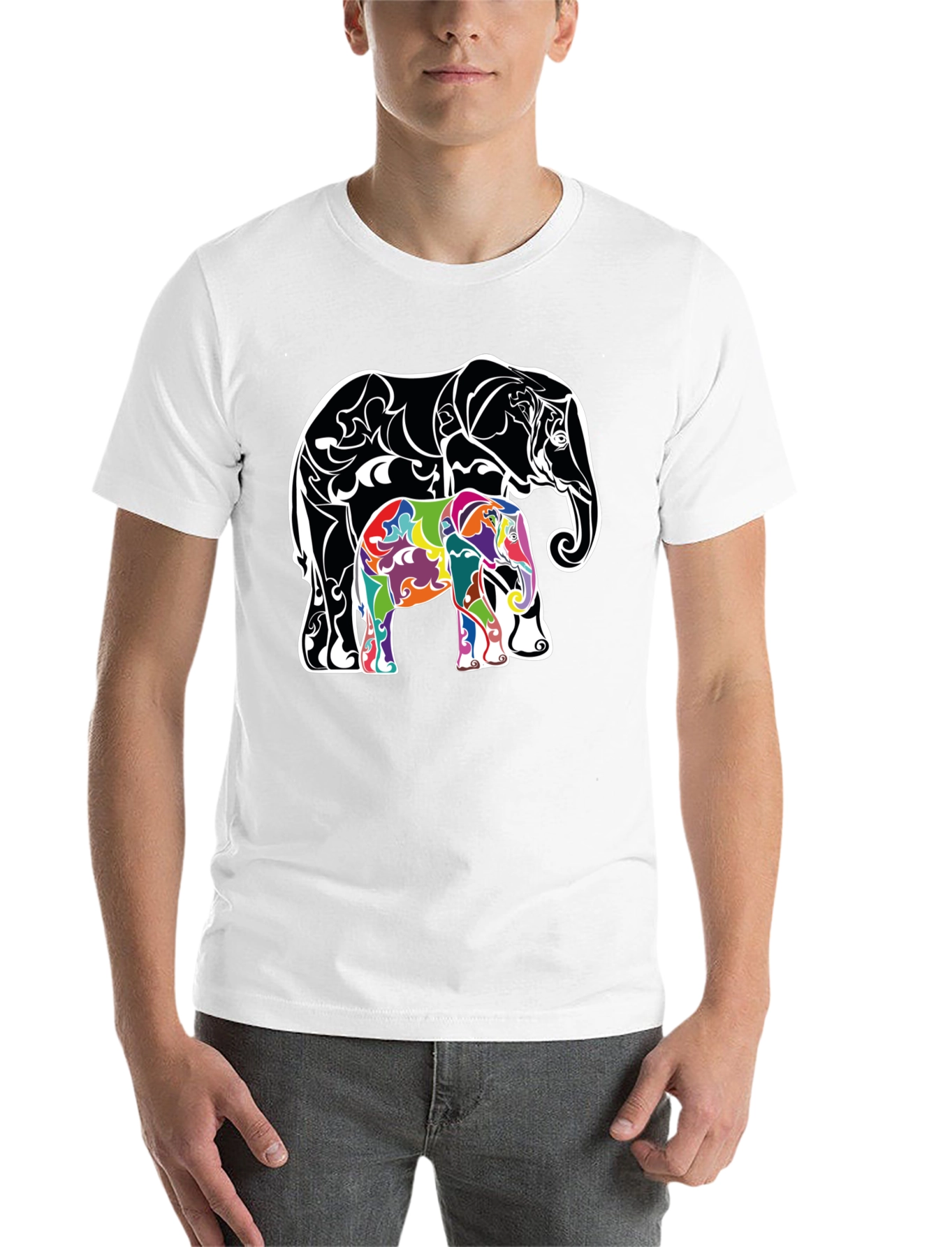 Black Elephant Graphic Print Tee - Stylish Animal Design T-Shirt view 14