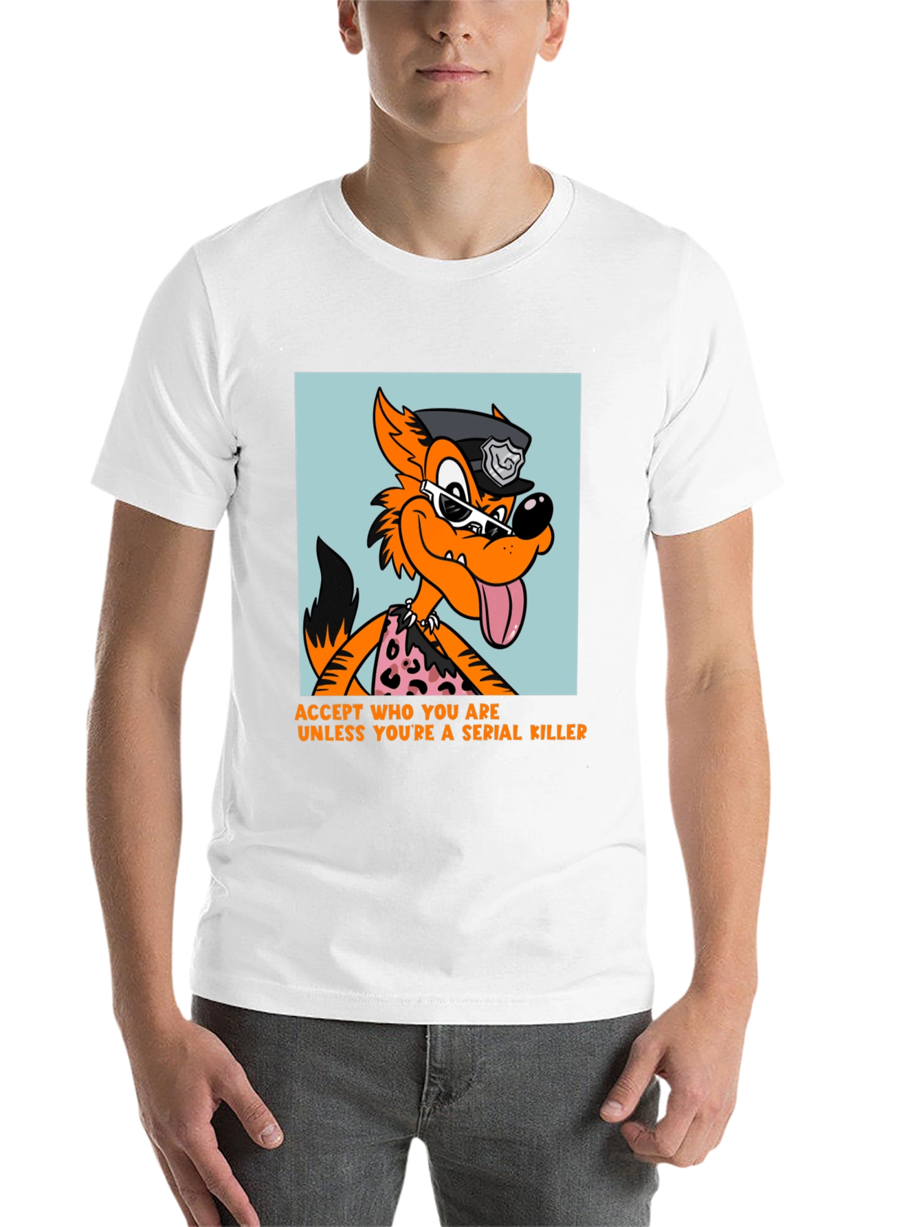 Black Sarcastic Cartoon Wolf Graphic Tee view 14