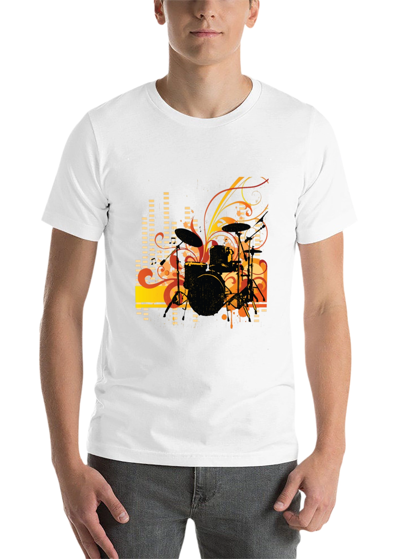 Black Drum Set Graphic T-Shirt - Black view 14