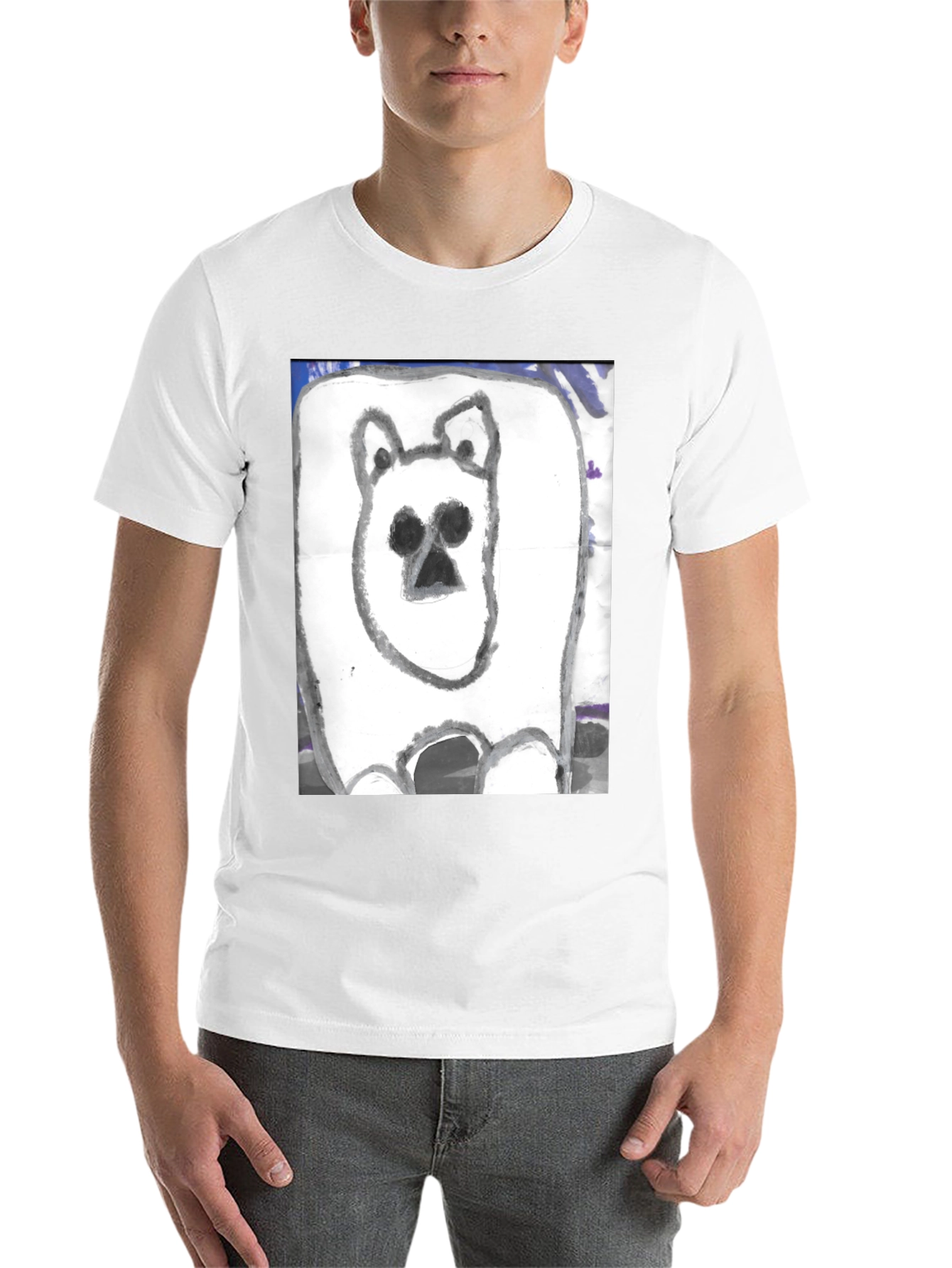 Black Hand-Drawn Bear Graphic T-Shirt view 14