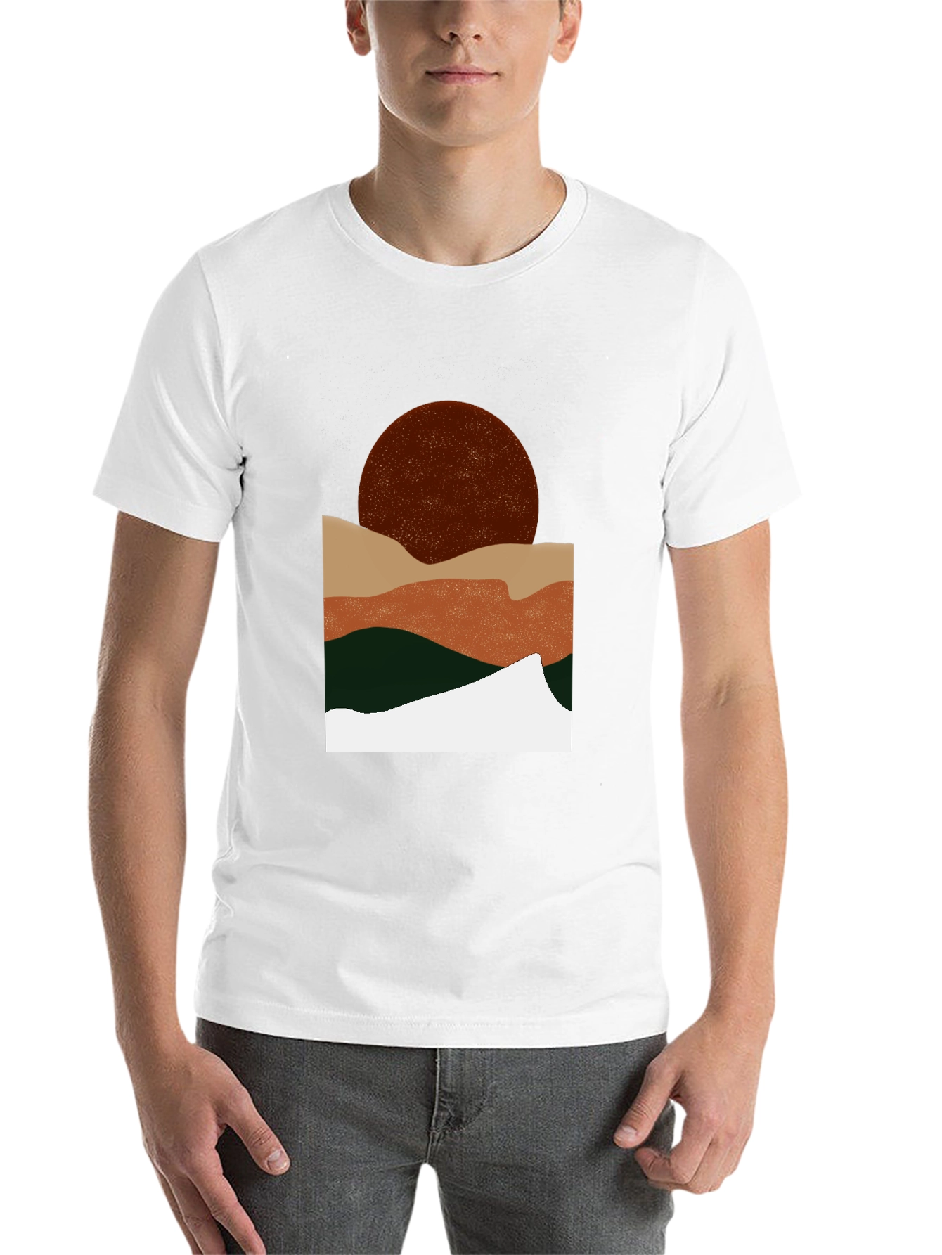 Black Abstract Landscape Graphic T-Shirt view 14