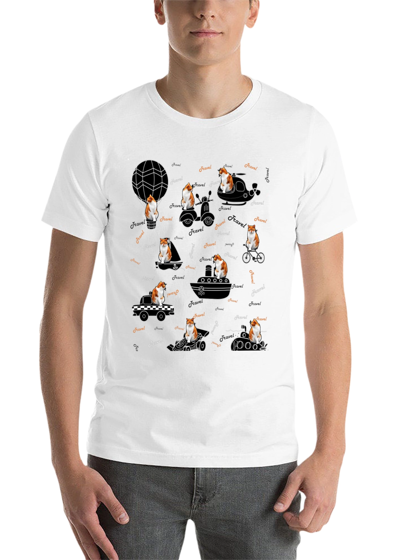 Black Travel Cat Graphic T-Shirt view 14