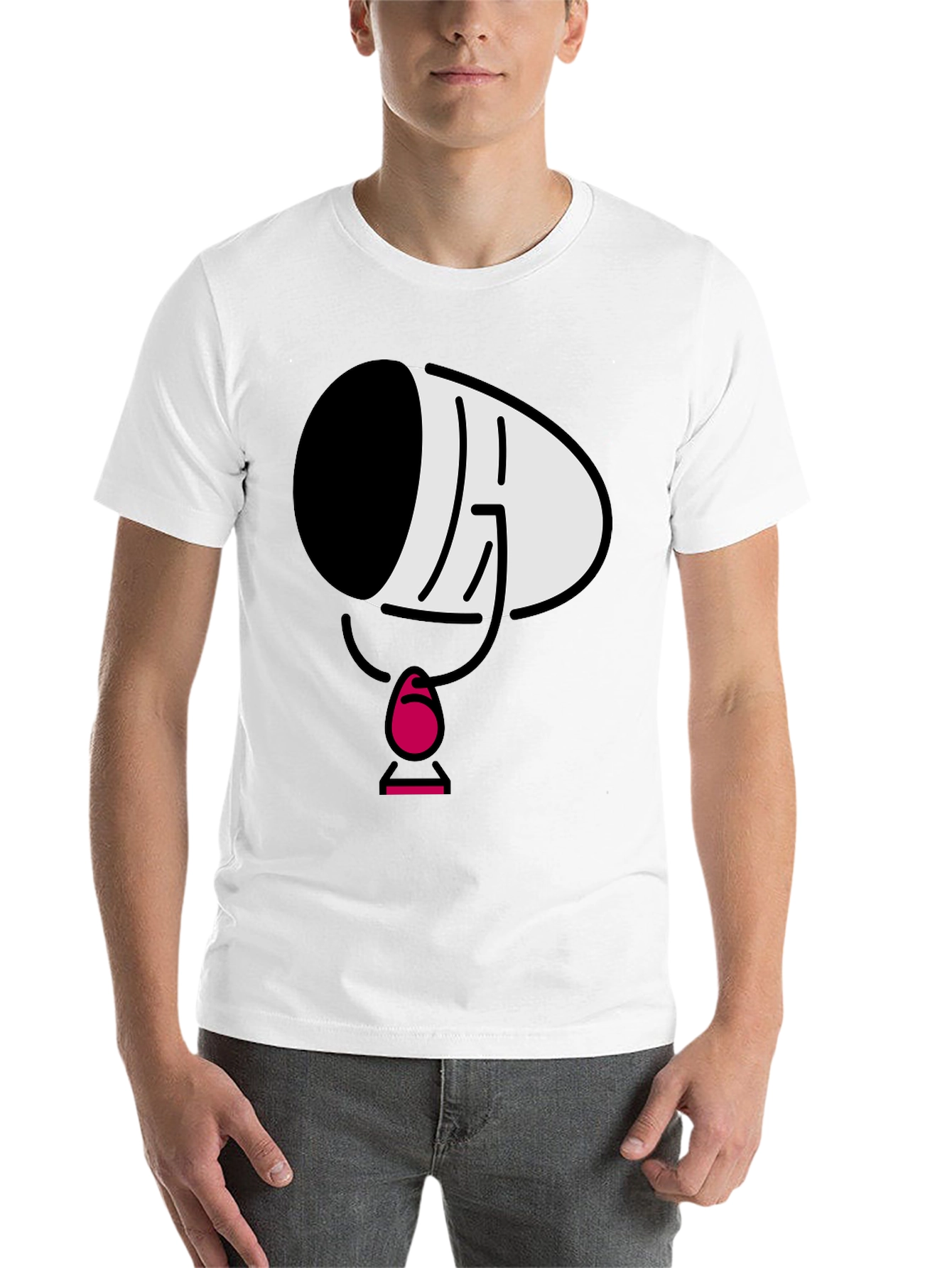 Black Men's Black Cartoon Face T-Shirt view 14