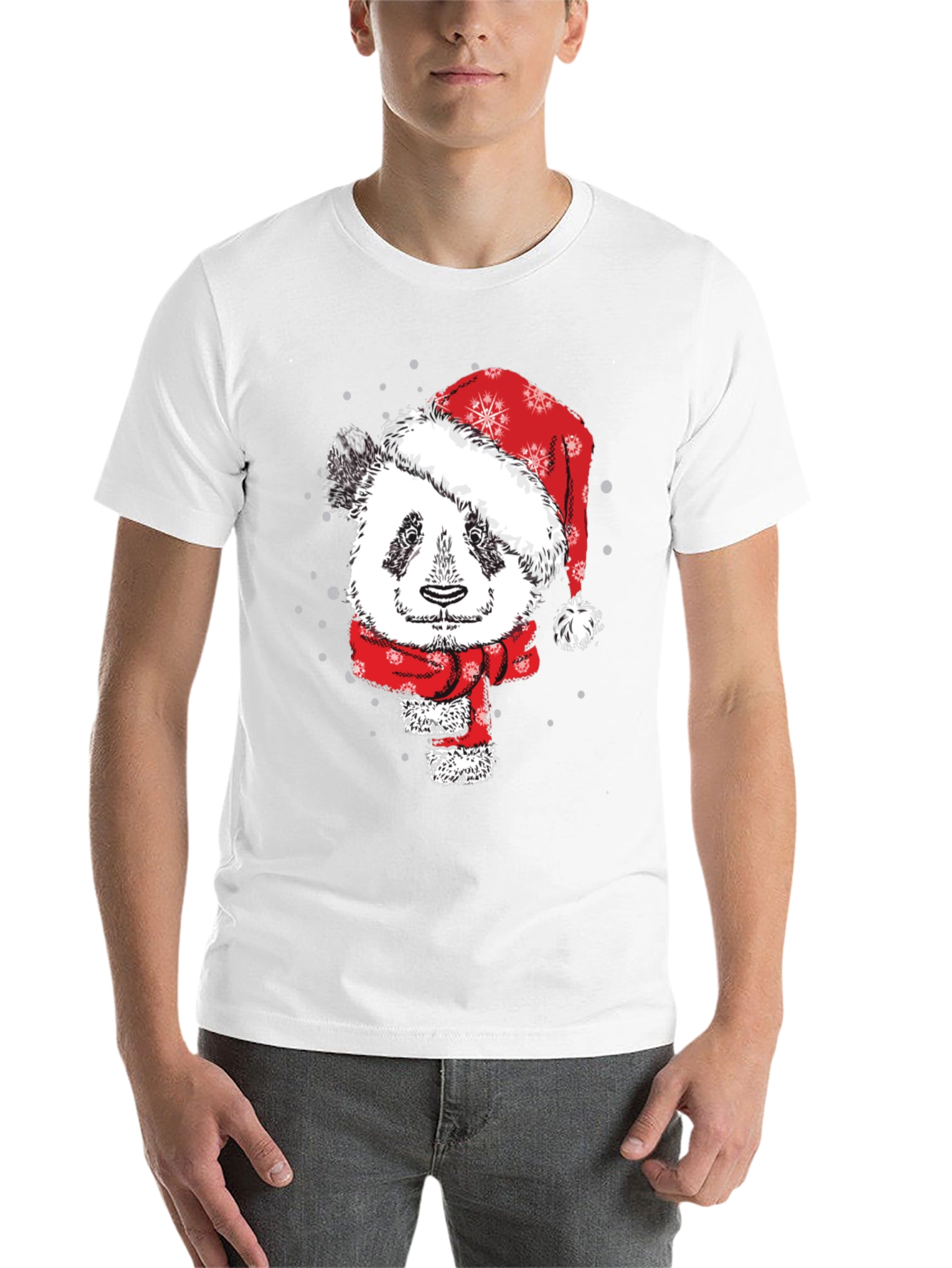 Black Festive Panda Christmas T-Shirt view 14
