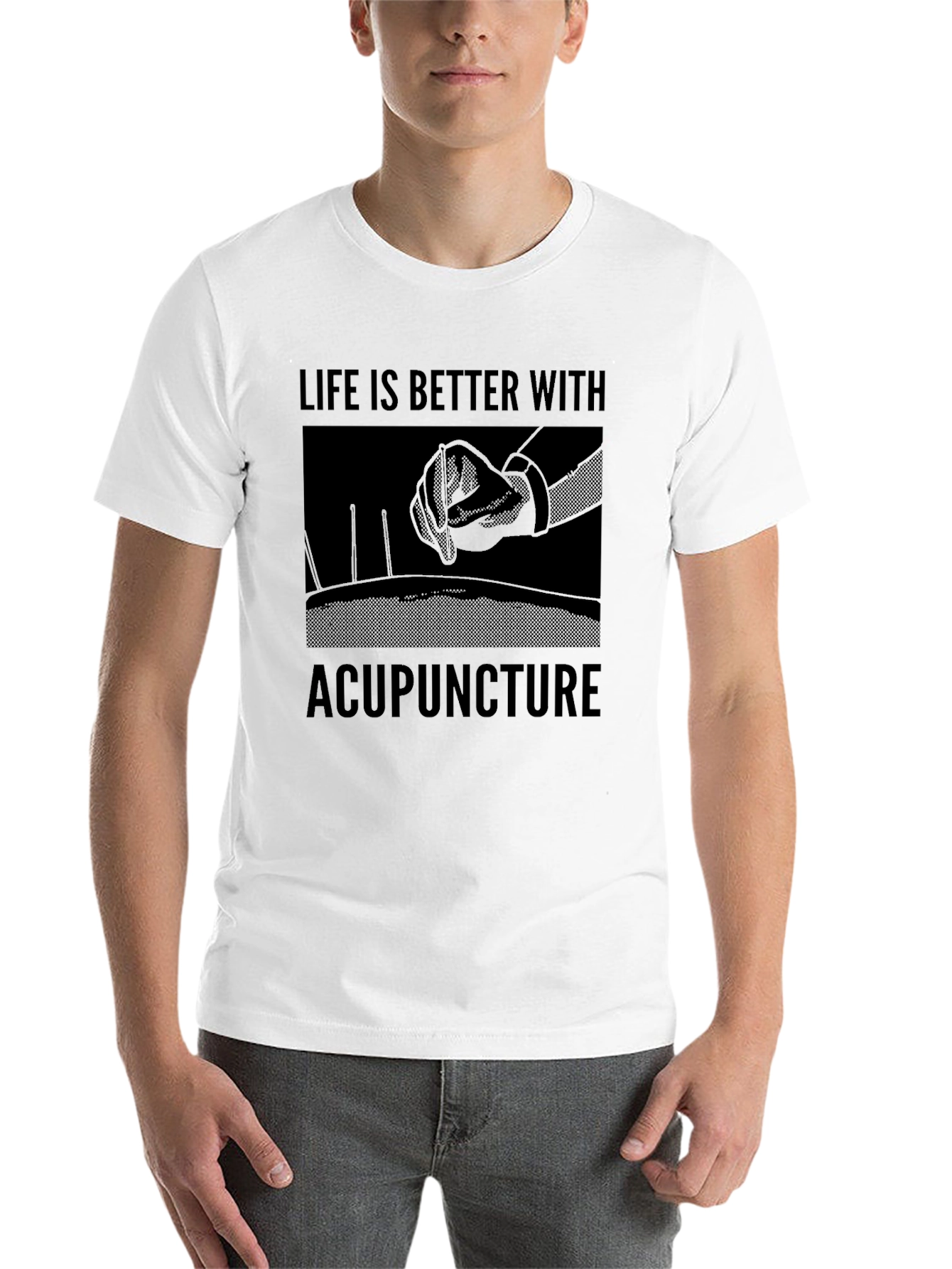 Black Acupuncture Life T-Shirt - Premium Cotton Blend view 14