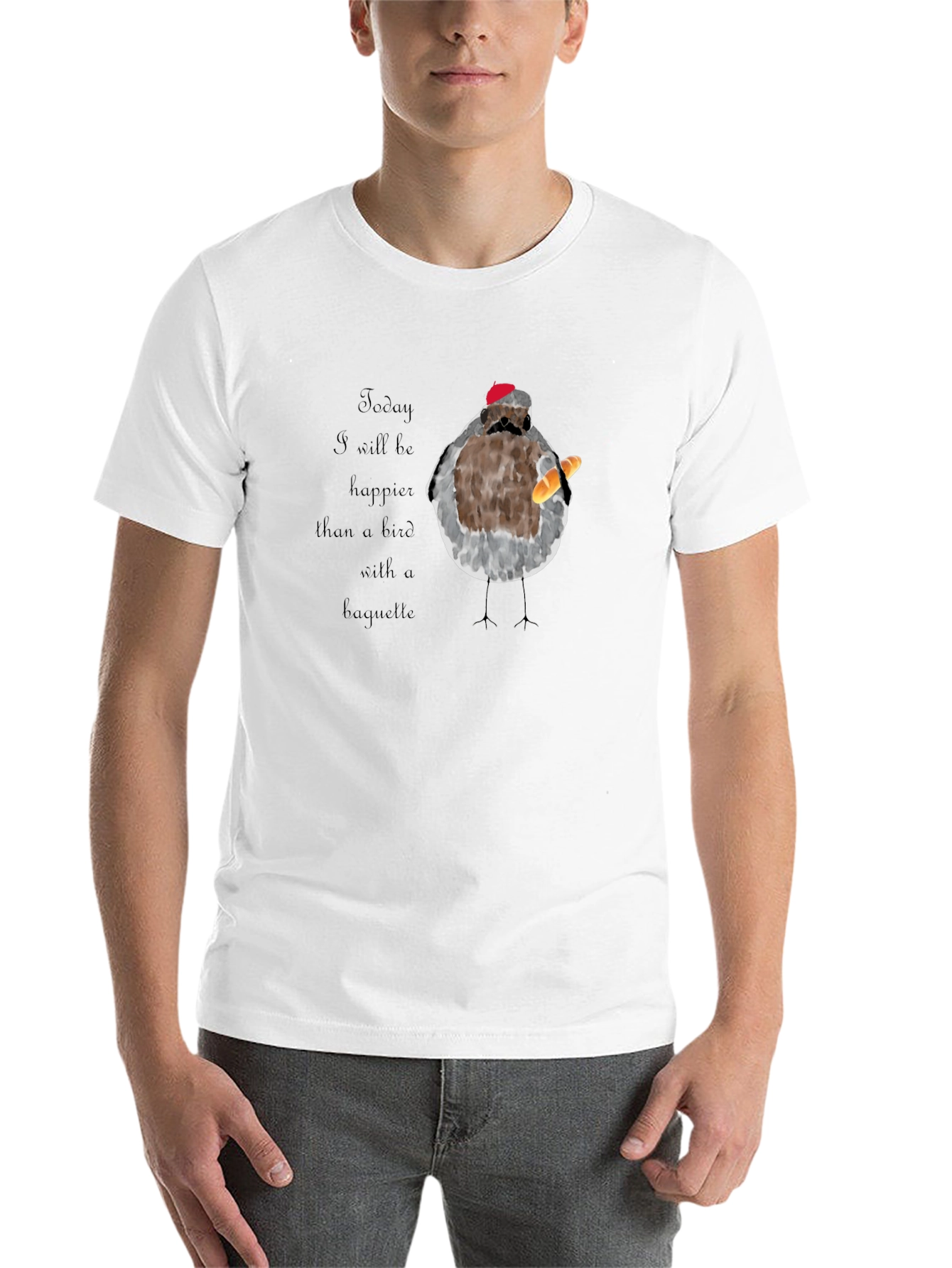 Black Bird with Baguette Graphic T-Shirt view 14