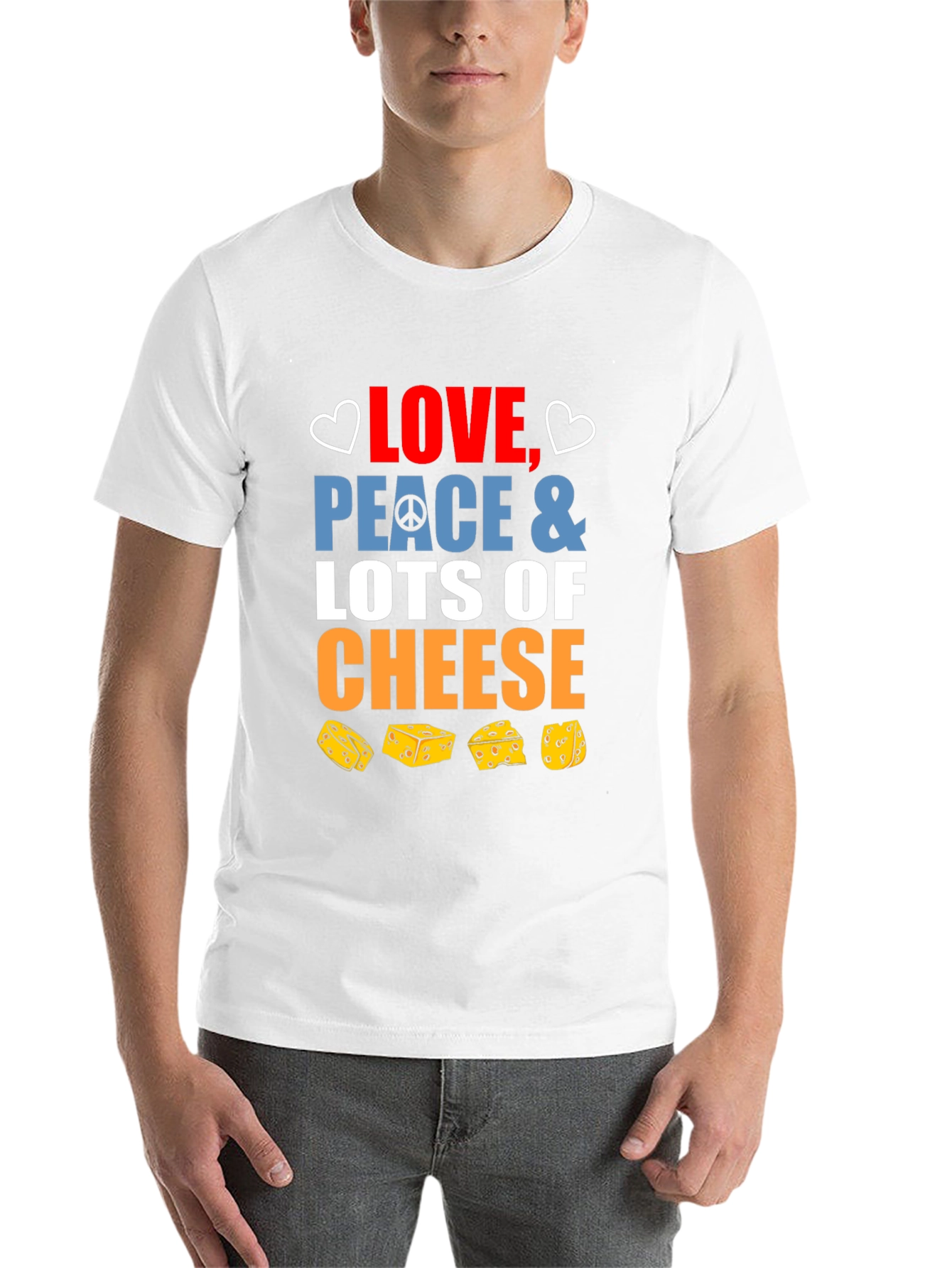 Love Peace and Cheese Graphic T-Shirt - 14