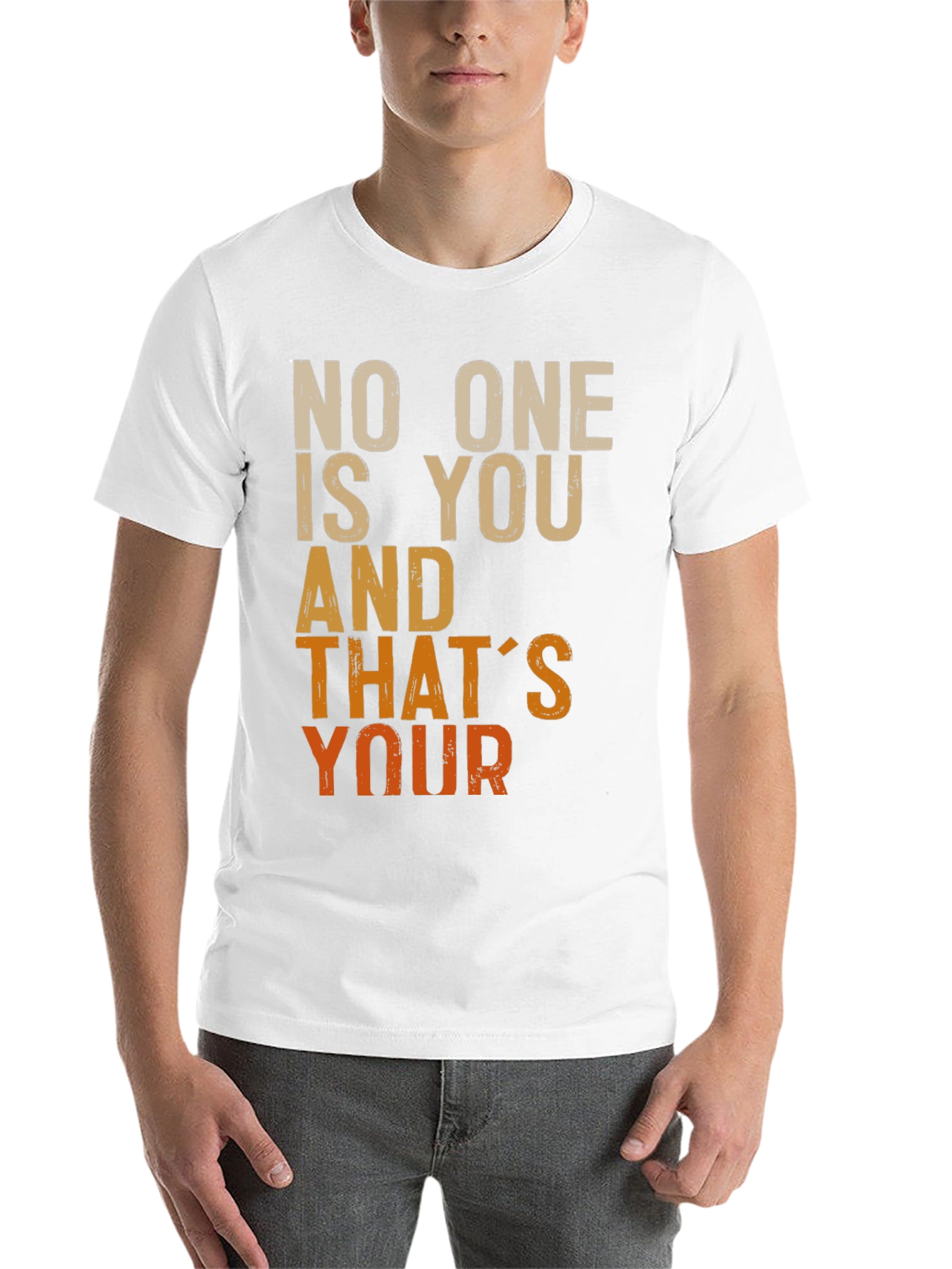 Black Unique Graphic T-Shirt: "No One Is You And That's Your"  view 14