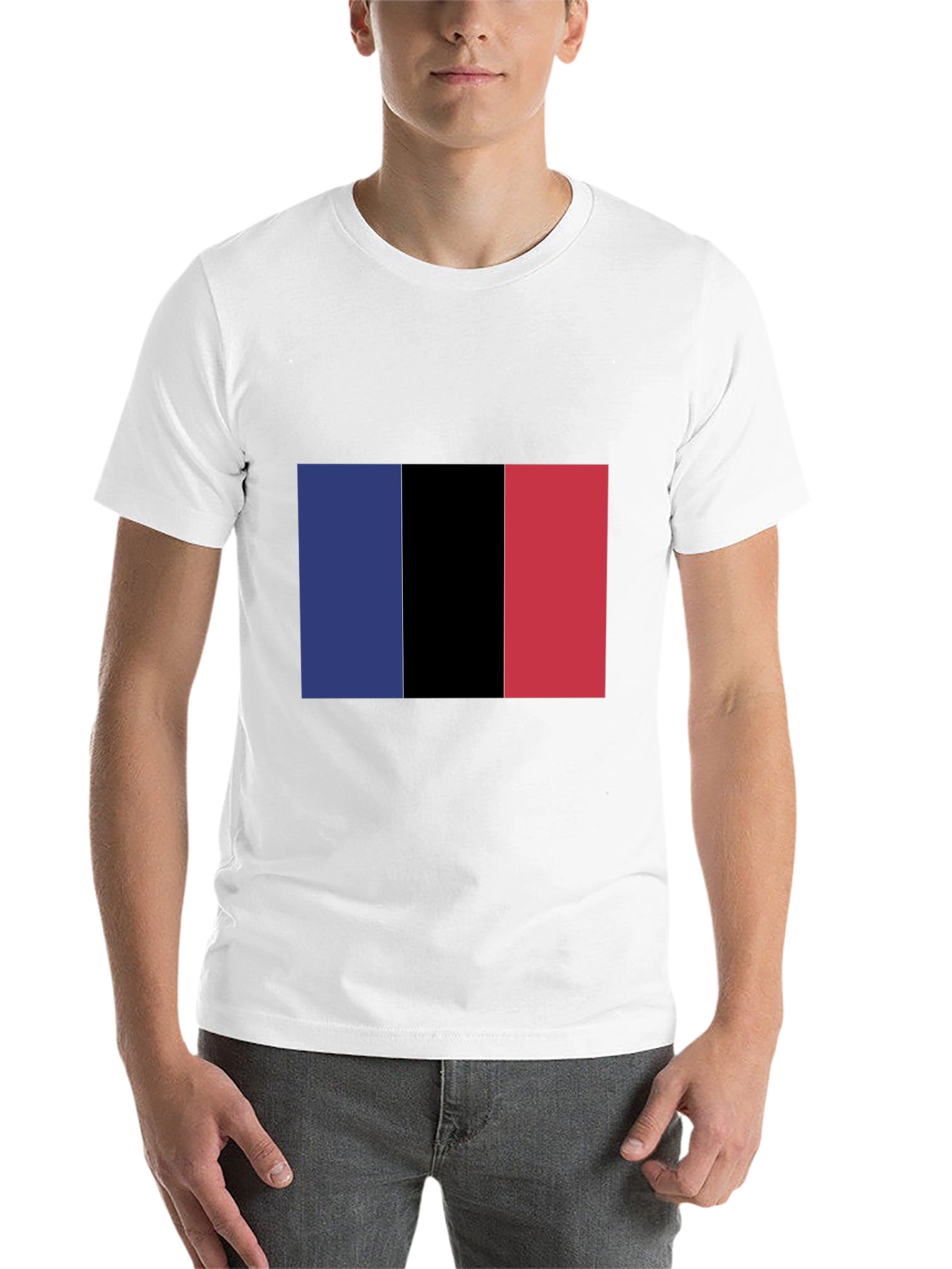 Black Graphic Tee with Vertical Color Block Design view 14