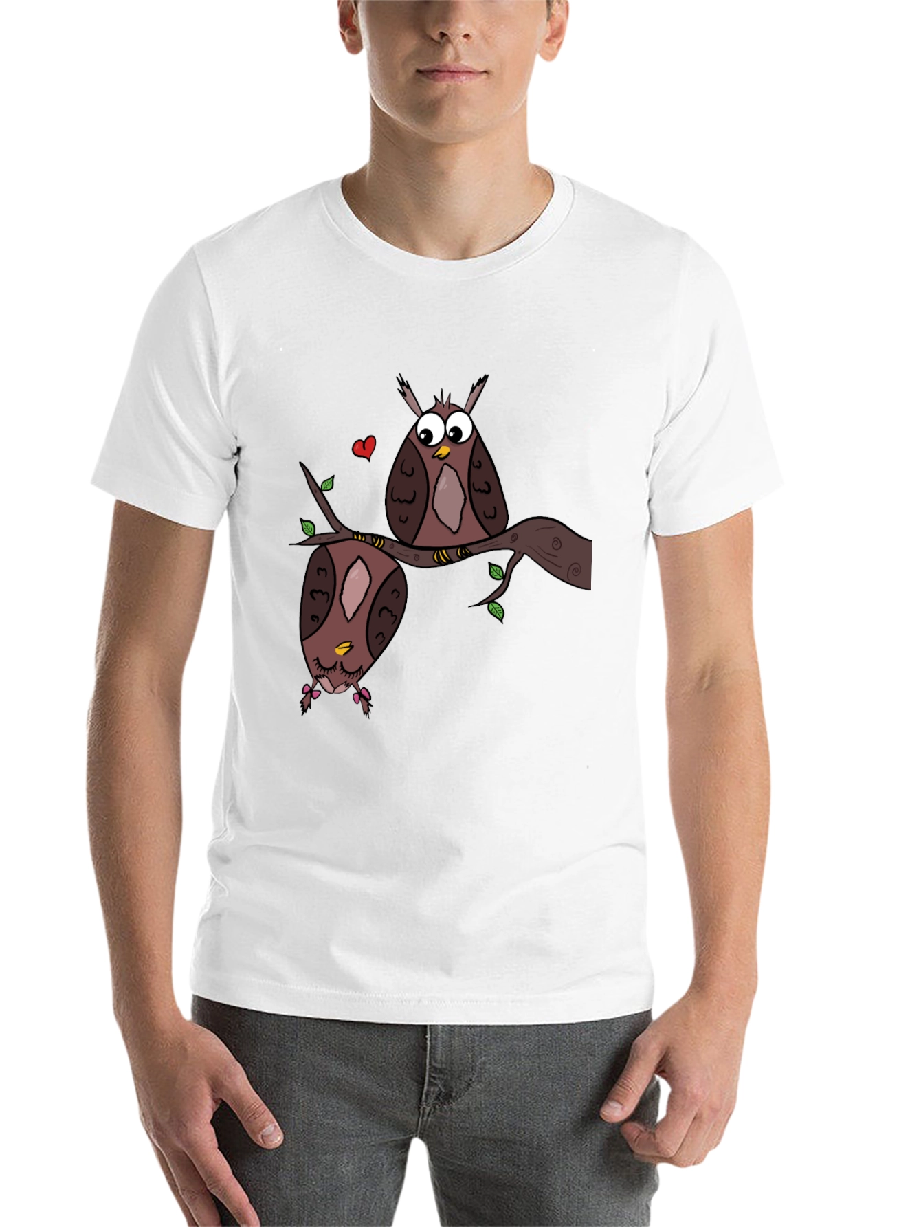 Black Owl Love Graphic Tee - Black Unisex T-Shirt view 14
