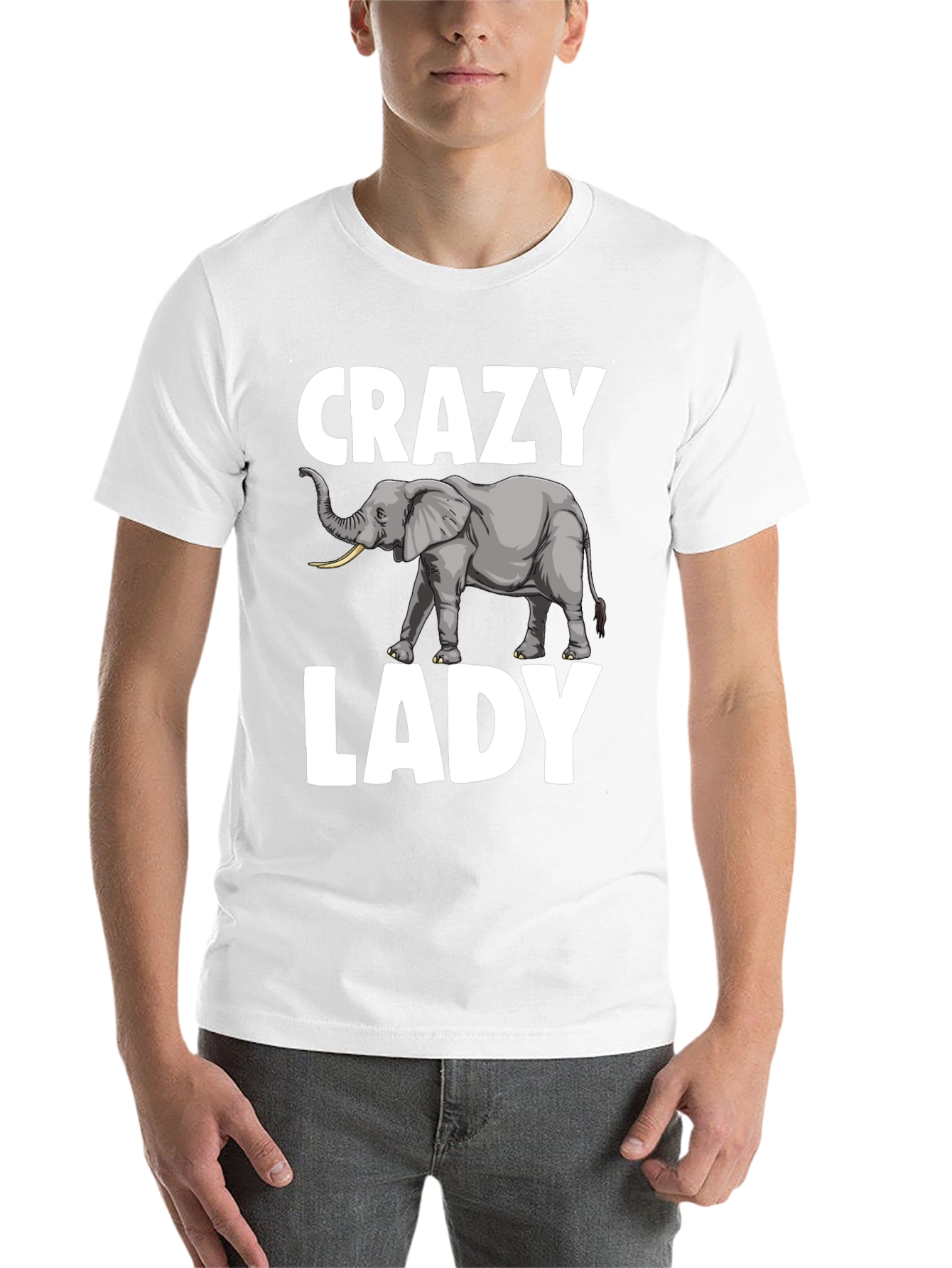 Black Crazy Elephant Lady T-Shirt - Novelty Graphic Tee view 14