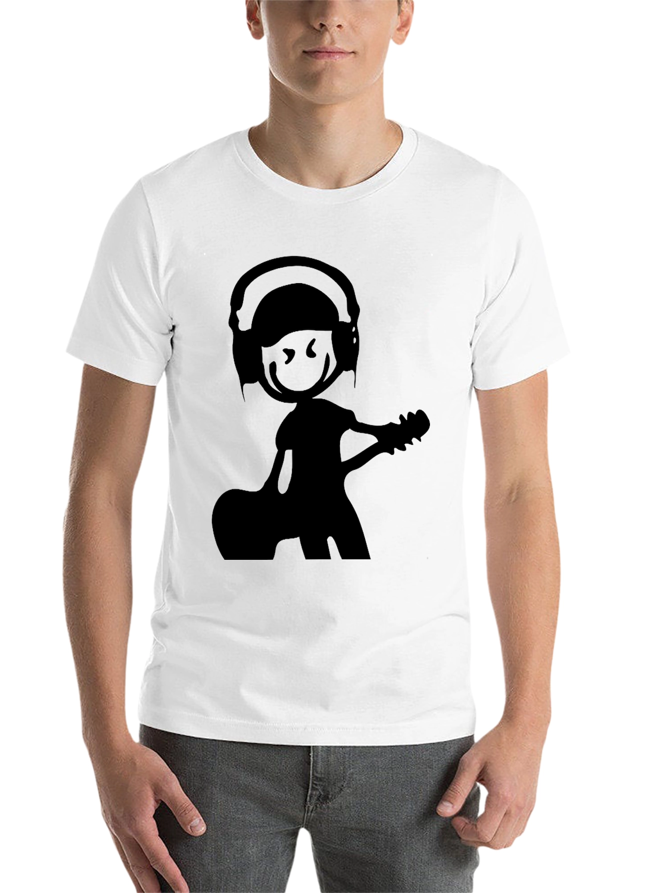 Black Stick Figure Musician T-Shirt view 14