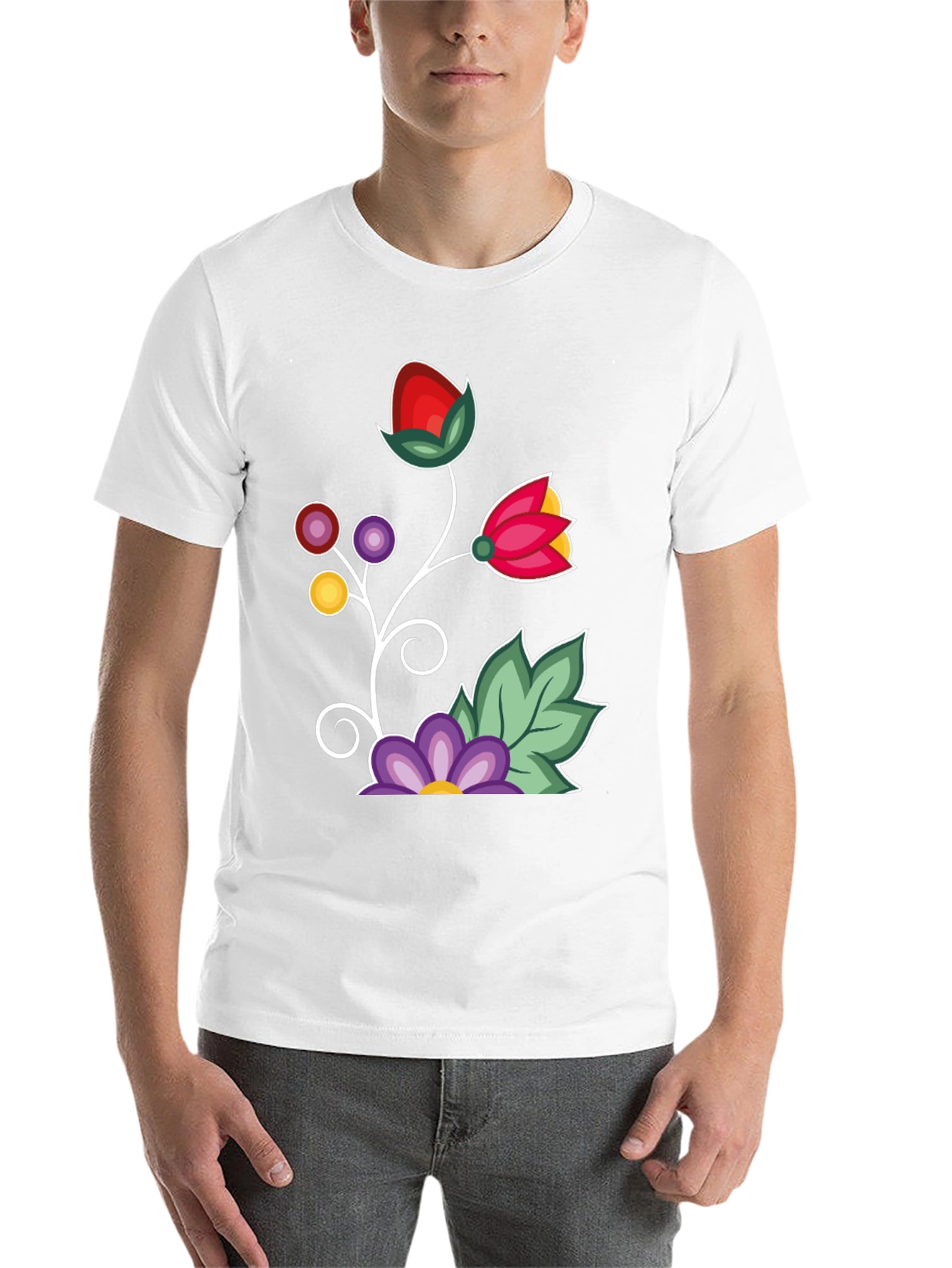 Black Floral Graphic T-Shirt - Black Casual Tee view 14