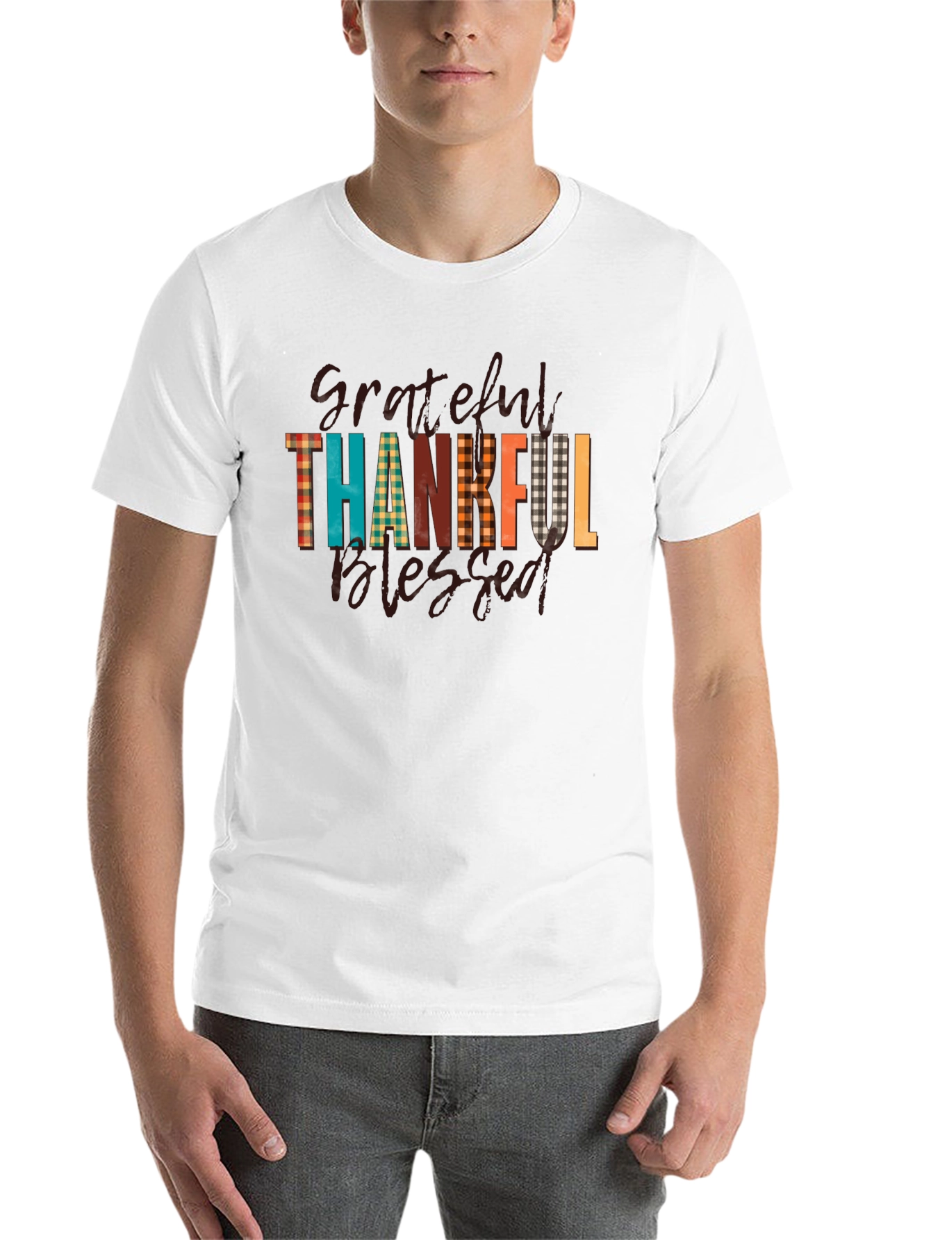 Black Grateful Thankful Blessed Black T-Shirt view 14