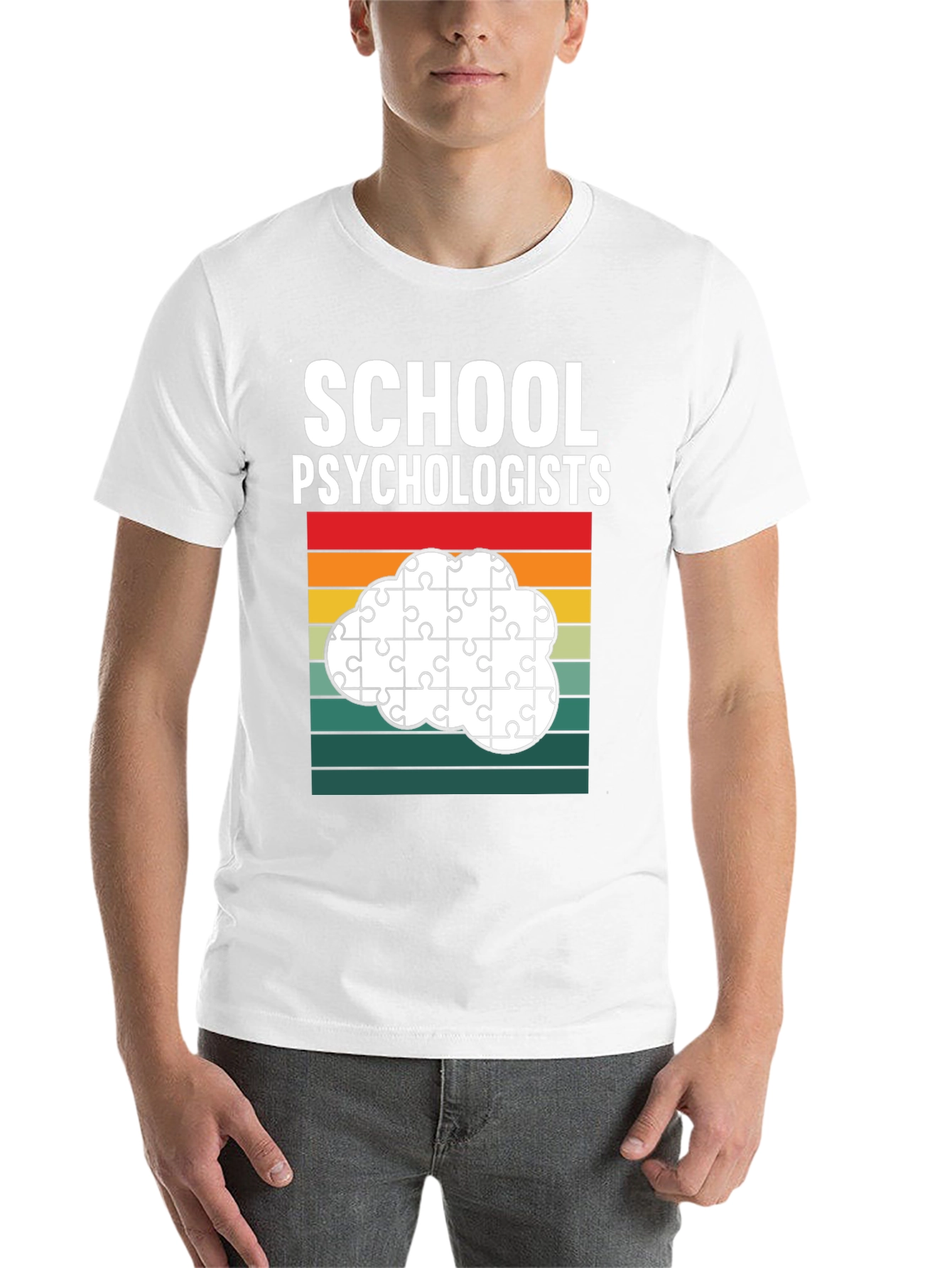 Black School Psychologist Puzzle Piece Cloud T-Shirt view 14