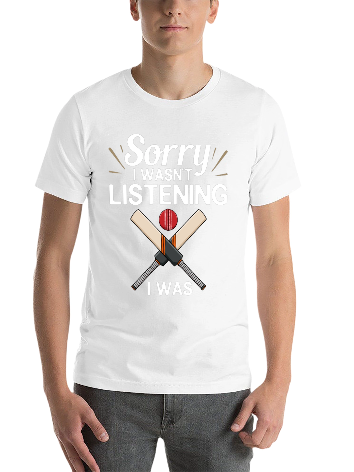 Black Cricket Lover T-Shirt - Sorry Not Listening Funny view 14
