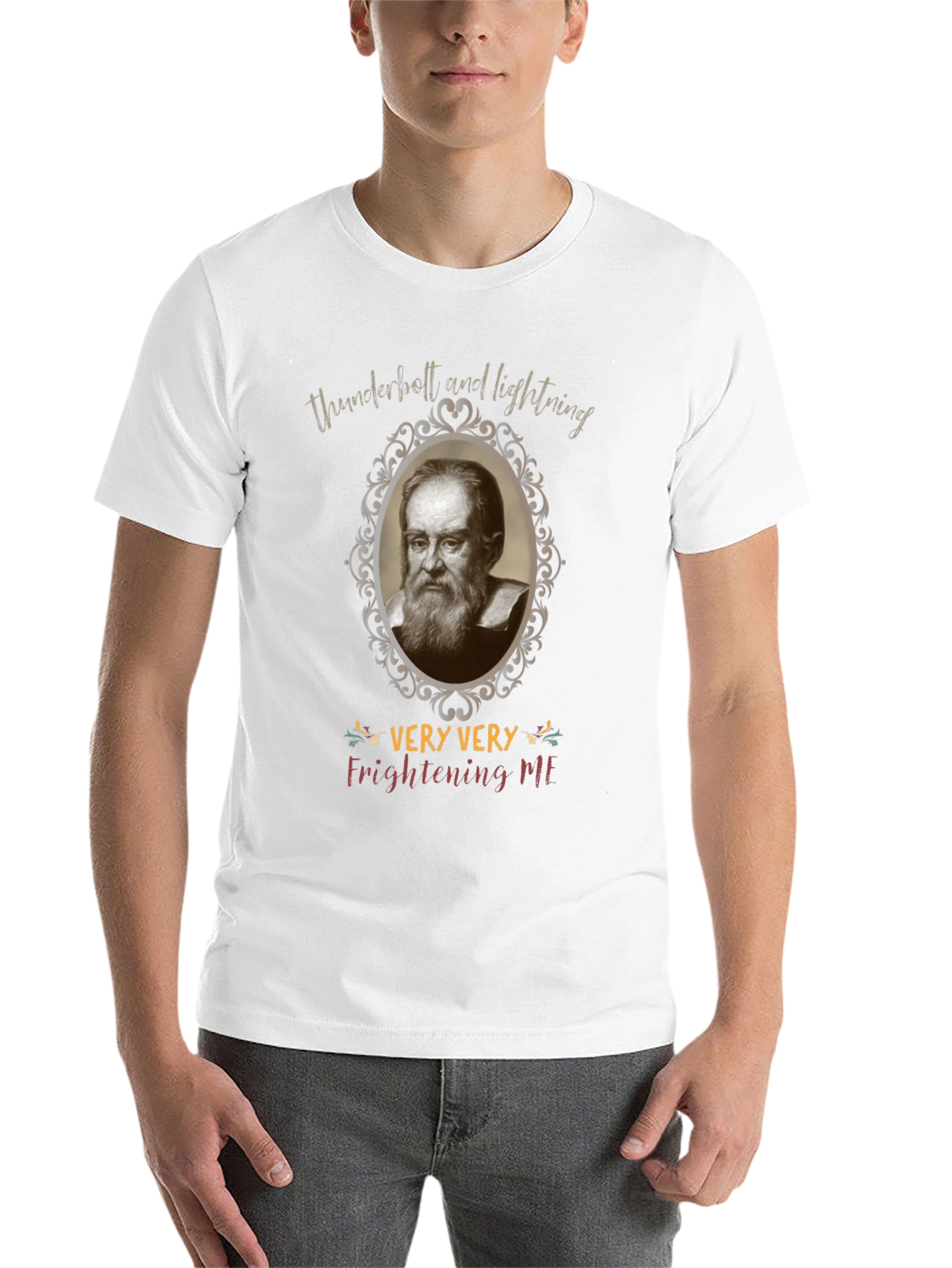 Black Funny Galileo Galilei Very Very Frightening Me T-Shirt view 14