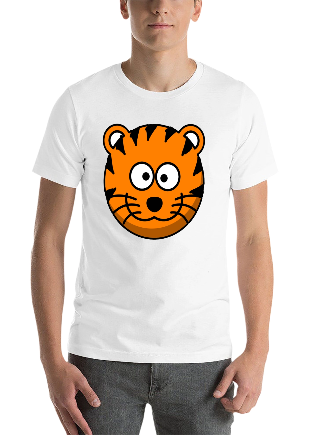 Black Tiger Cartoon Graphic Black T-Shirt view 14