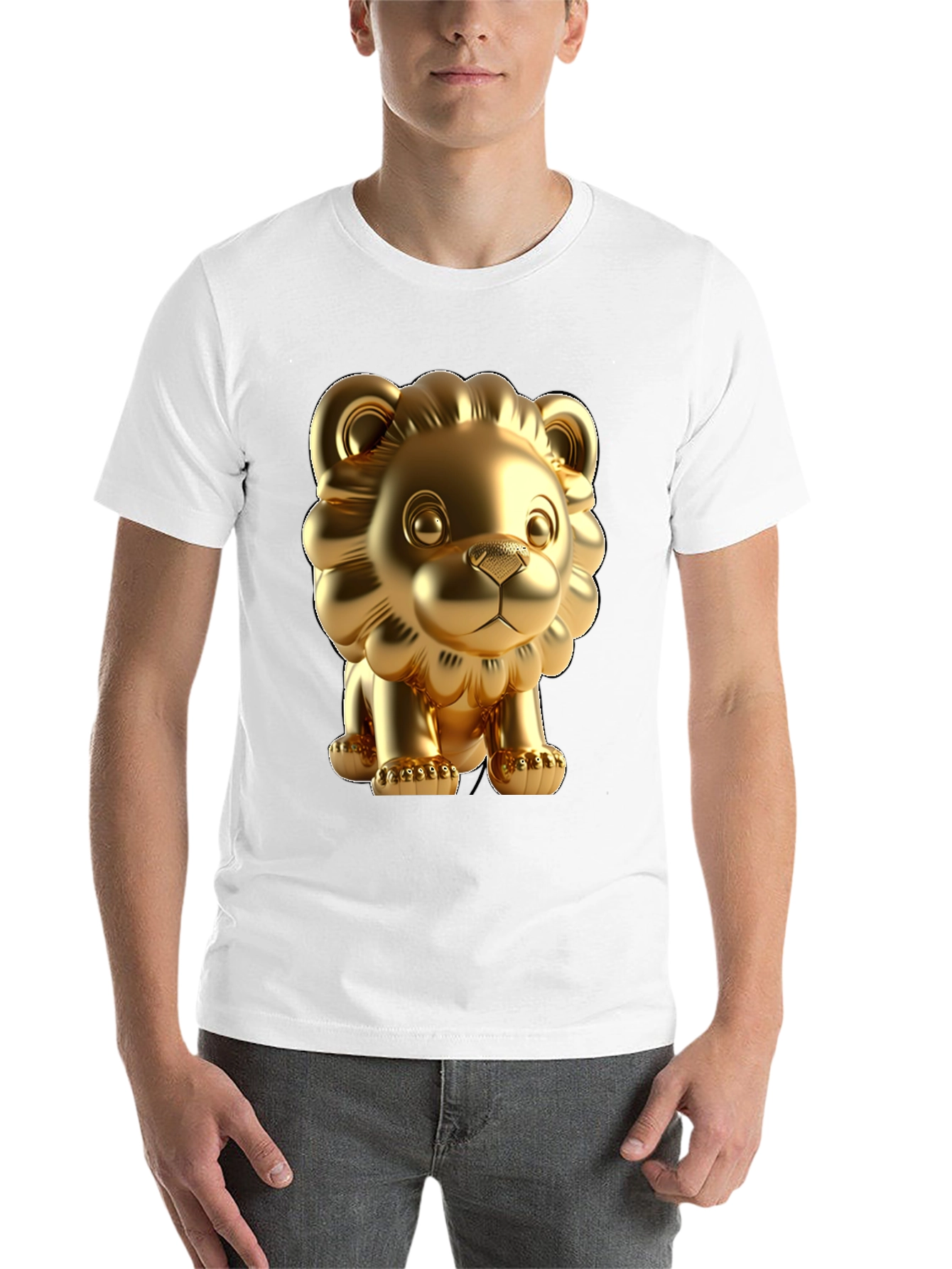 Black Golden Lion Graphic Tee - Bold Black Cotton T-Shirt view 14
