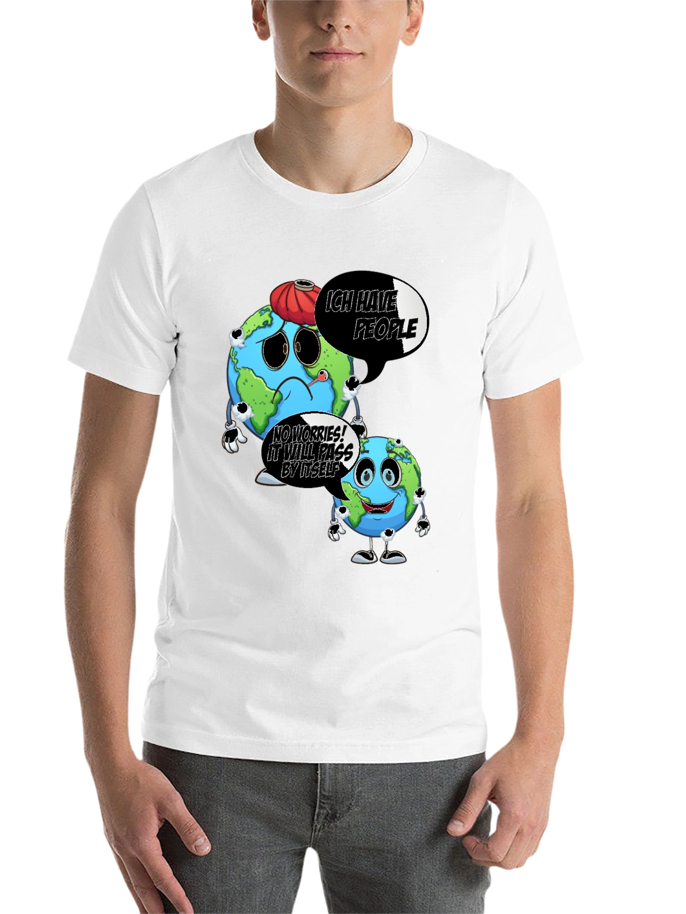 Black Cartoon Earth Graphic Black T-Shirt view 14