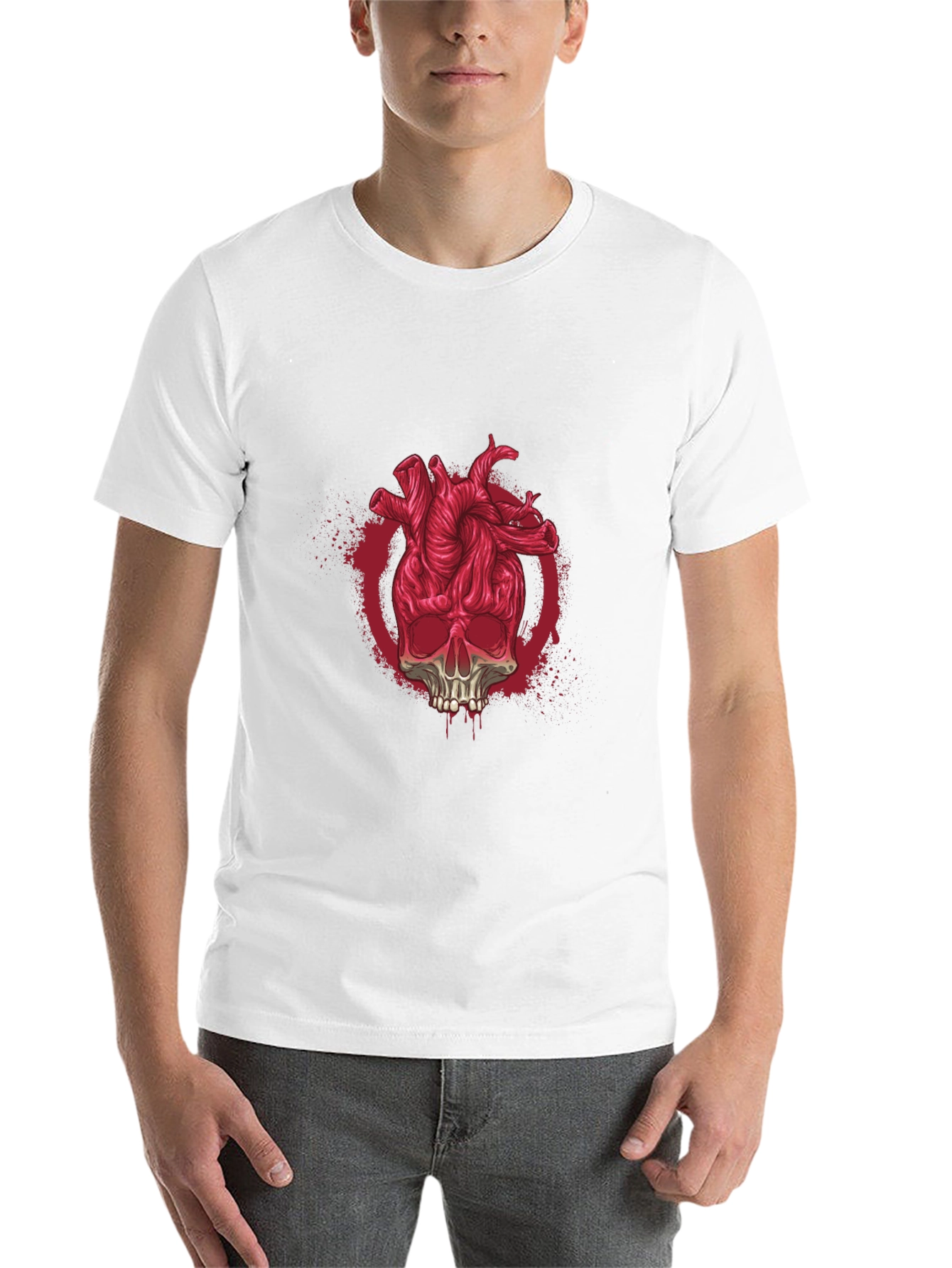 Black Skull Heart Graphic Tee - Black T-Shirt view 14